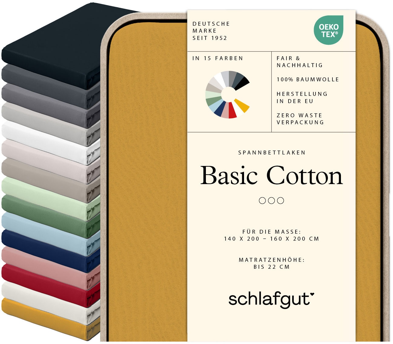 Schlafgut Spannbettlaken "Basic Cotton Bettlaken, 160 g/m², 100% Baumwolle, günstig online kaufen