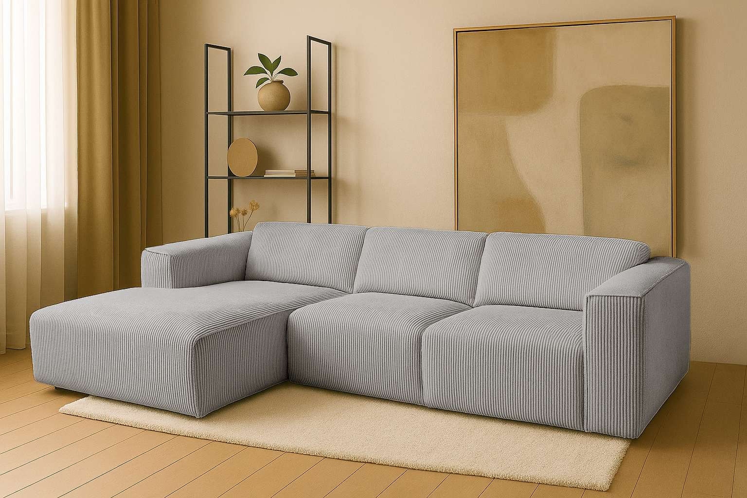 Home affaire Ecksofa "Noord mit Kedernaht, Breite 281 cm, L-Form" Cord, Str günstig online kaufen