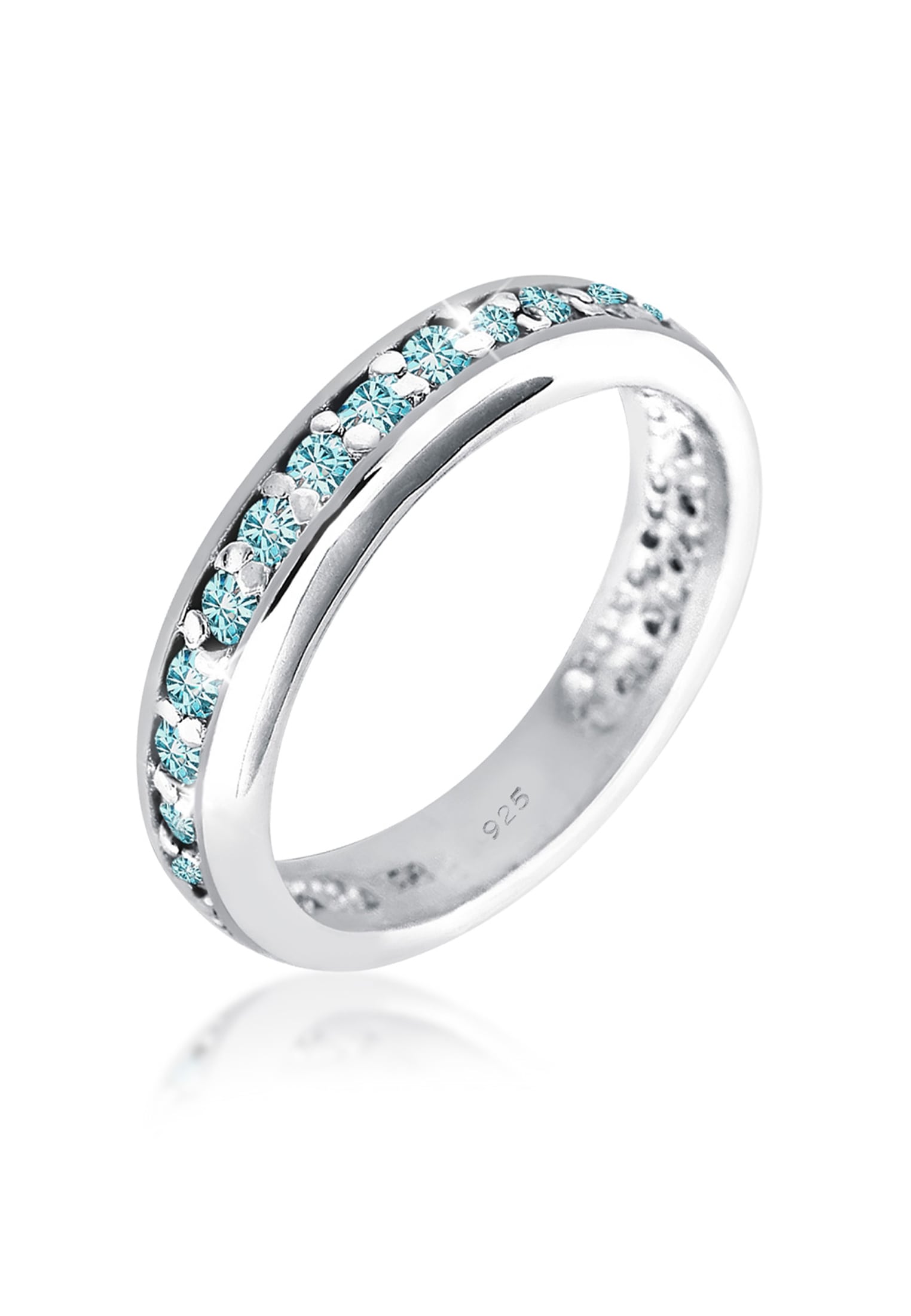 ELLI Damen Fingerring "Memoire 925 Silber, mit Kristallen von Swarovski", 56mm,mit Steinen, Silber 925 (Sterlingsilber), 4mm, blau, Silber 925