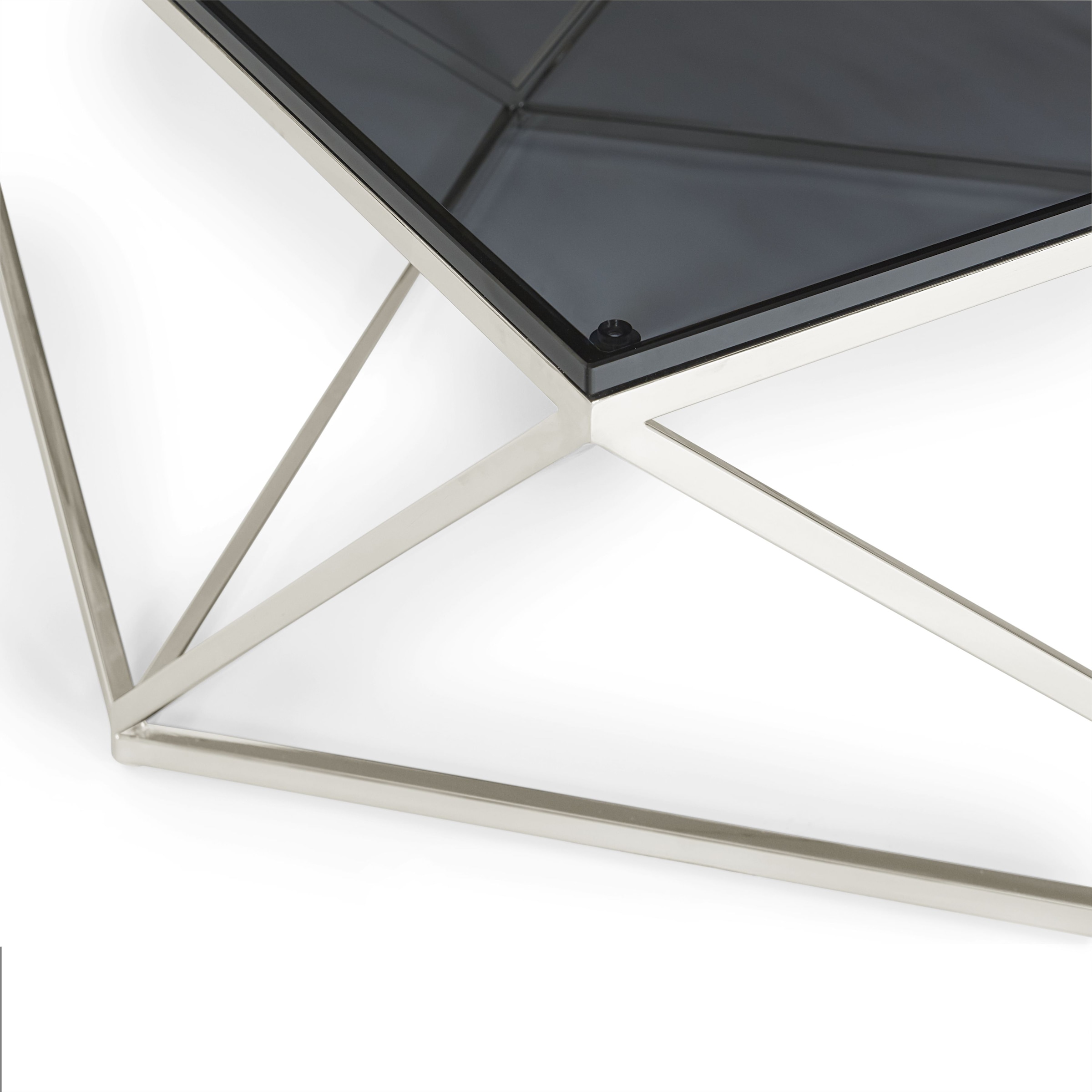 Leonique Couchtisch »Aria«, Couchtisch, eckig, Chrom, Rauchglas, Edelstahlgestell, 104x104x48