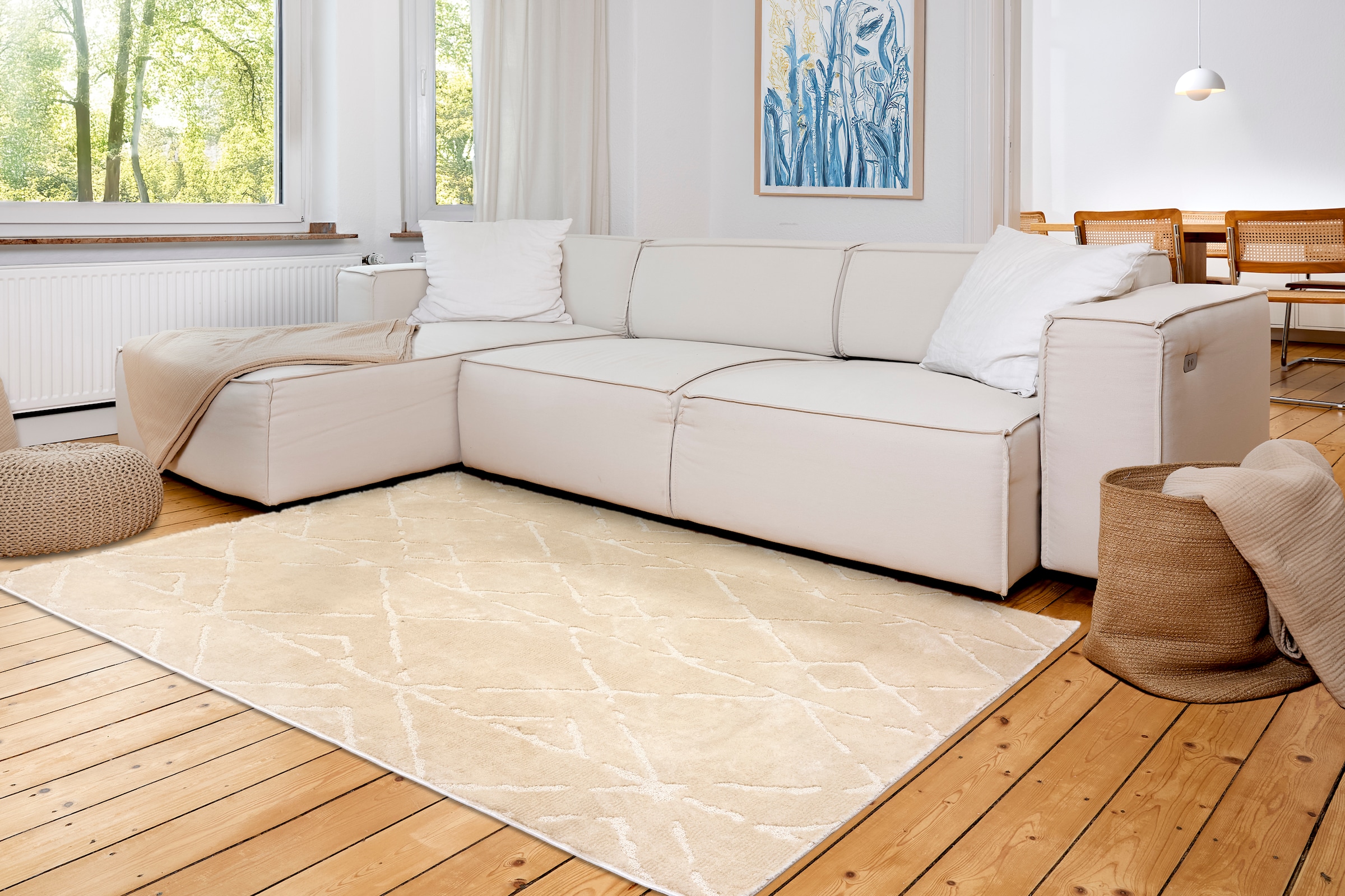 ASTRA Teppich »Lou 252«, rechteckig, 10 mm Höhe, Hoch Tief Struktur, Kurzflor, Wohnzimmer, Schlafzimmer
