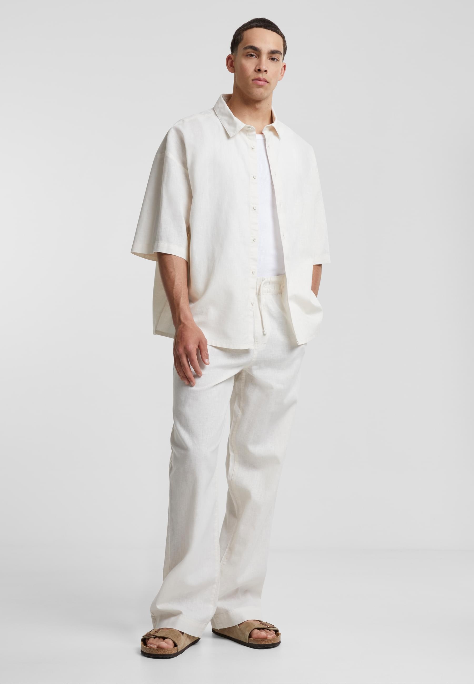 URBAN CLASSICS Langarmhemd »Urban Classics Herren Boxy Cotton Linen Shirt«, (1 tlg.)