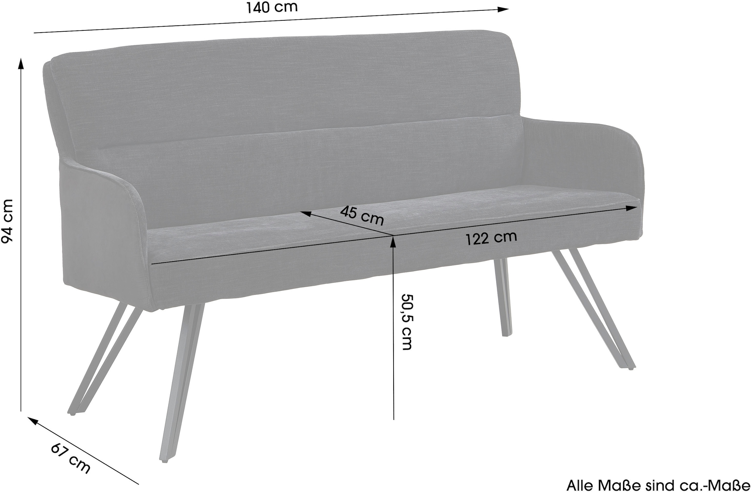 byLIVING Sitzbank »Tino«, (1 St.), mit Federkernpolsterung in 140 oder 160cm, hochwertige Polsterbezüge