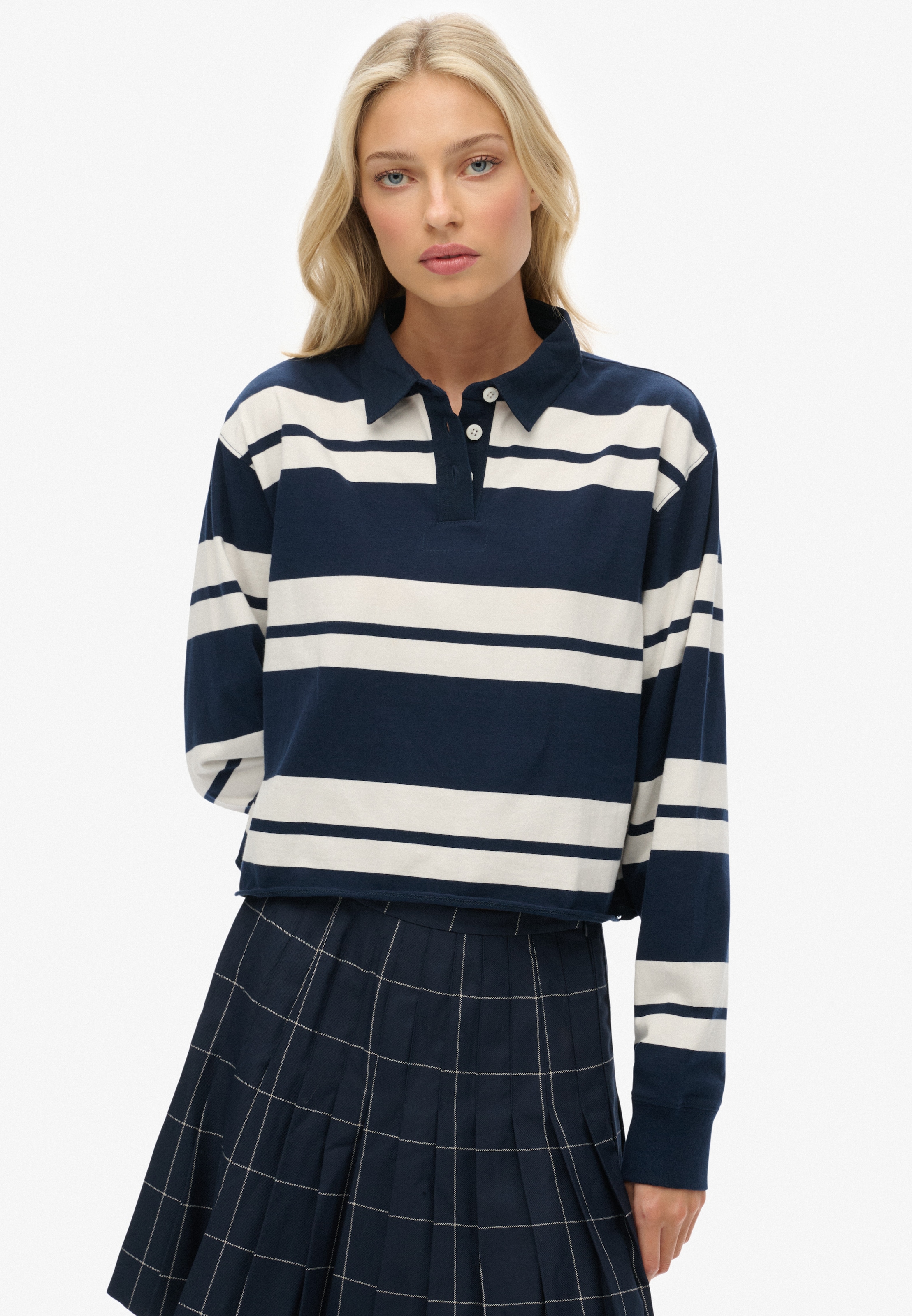 Superdry Langarm-Poloshirt "ATH ESS CROPPED STRIPE RUGBY" Packung, 2 günstig online kaufen