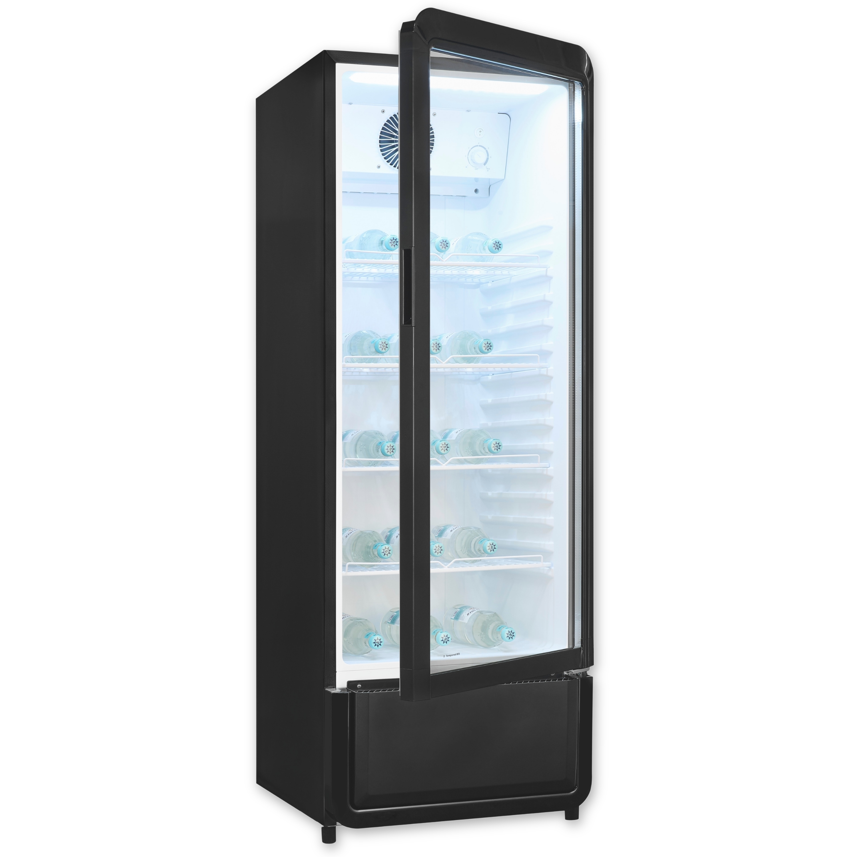 exquisit Getränkekühlschrank GKS220-GT-431D schwarz "GKS220-GT-431D schwarz" 152,5 cm hoch 54 cm breit PAlles auf einen Blick dank Isolierglastür und übersichtliche Lagerung