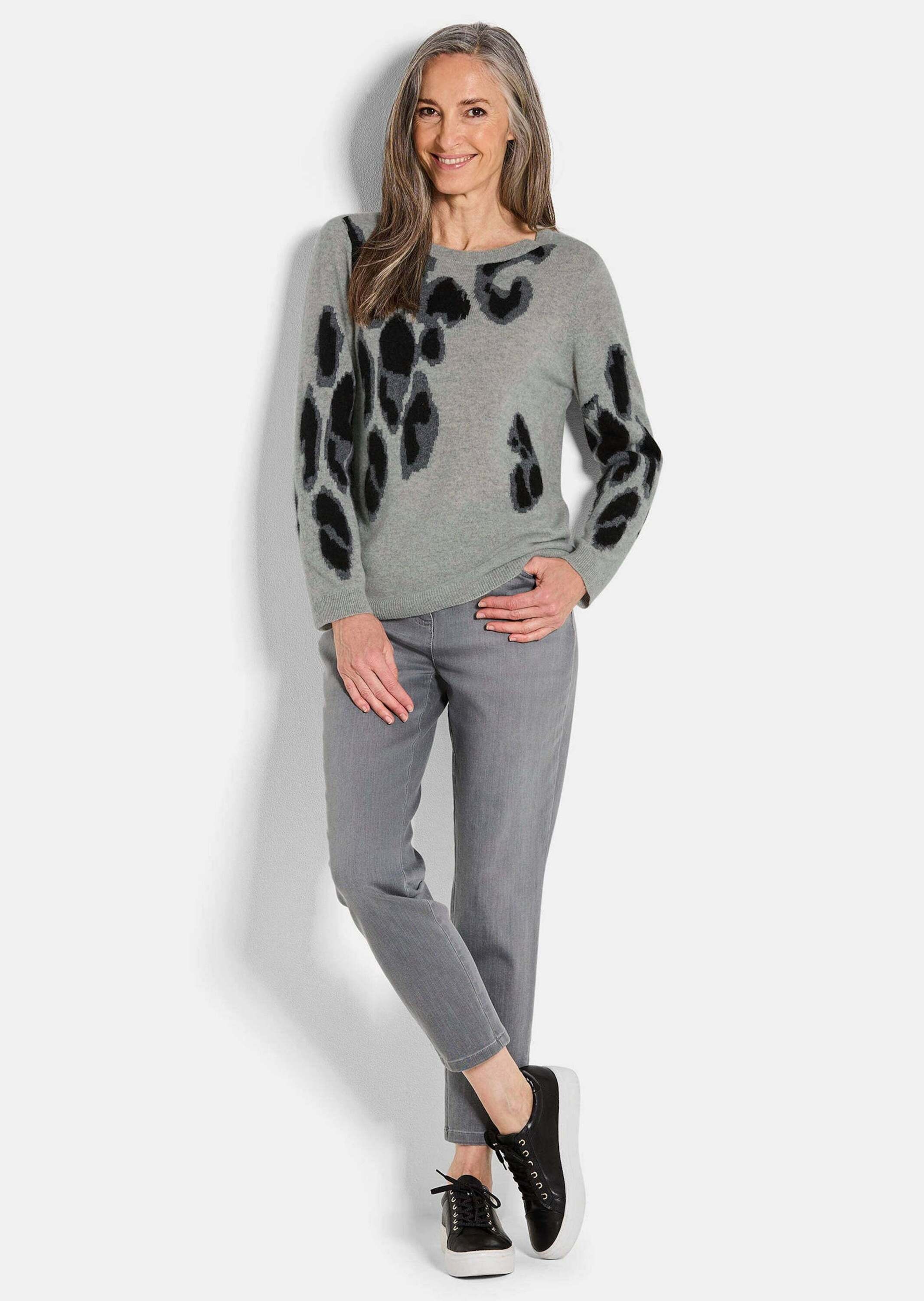 GOLDNER Rundhalspullover "Langarm Strickpullover im Leo-Design" Leo-Look günstig online kaufen