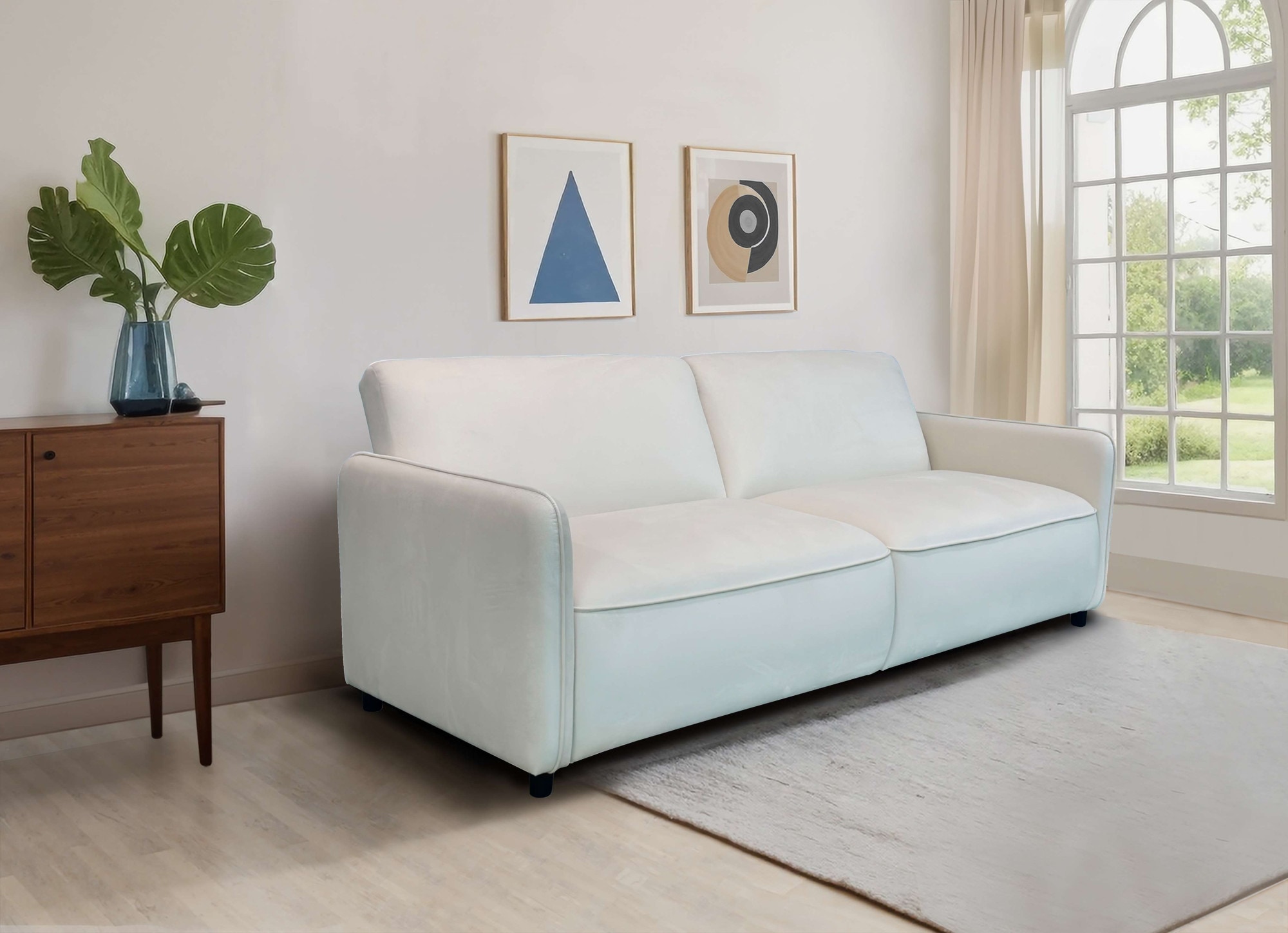Dorel Home 3-Sitzer »Allie Curved Schlafsofa 209 cm«, Bettfunktion (110/190), verstellbare Rückenlehne, Cord u. Velours
