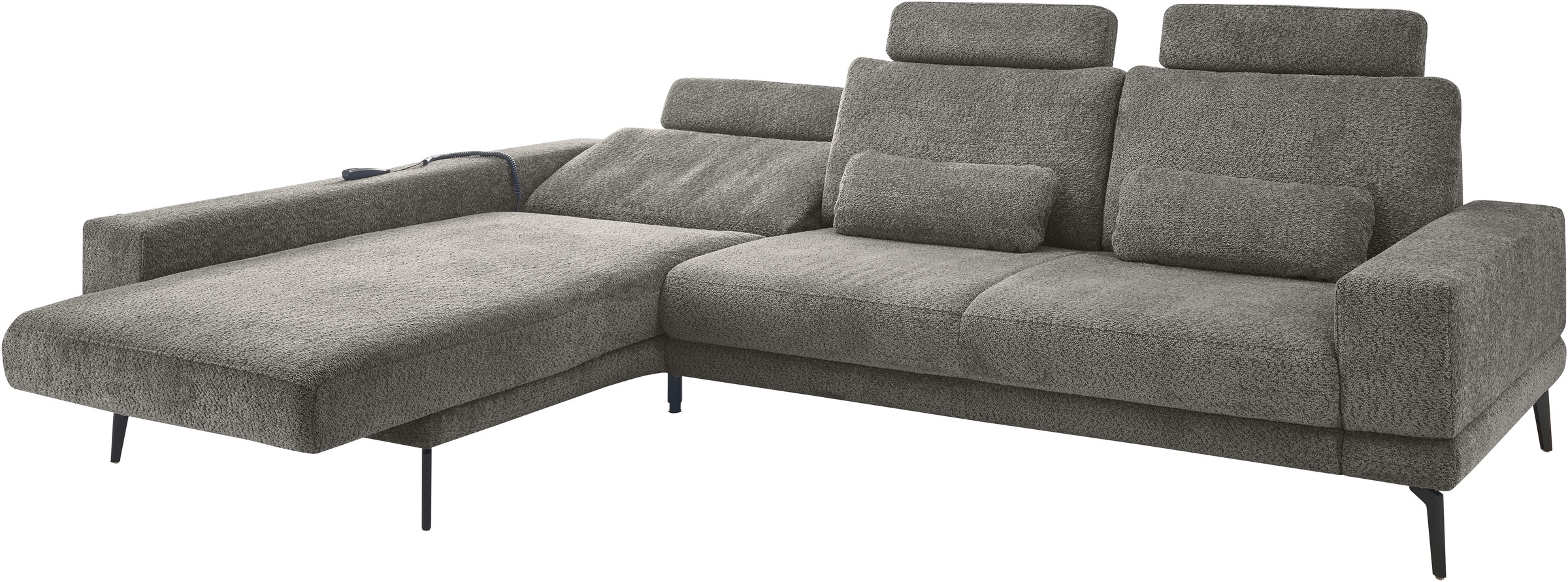 set one by Musterring Ecksofa »SO 3600, inkl motor. Sitztiefenverstellung, Kopfstützen, Nierenkissen« Sitzhöhe 44 cm, Kaltschaum, Breite 293 x Tiefe 180 cm, Kama anthrazit