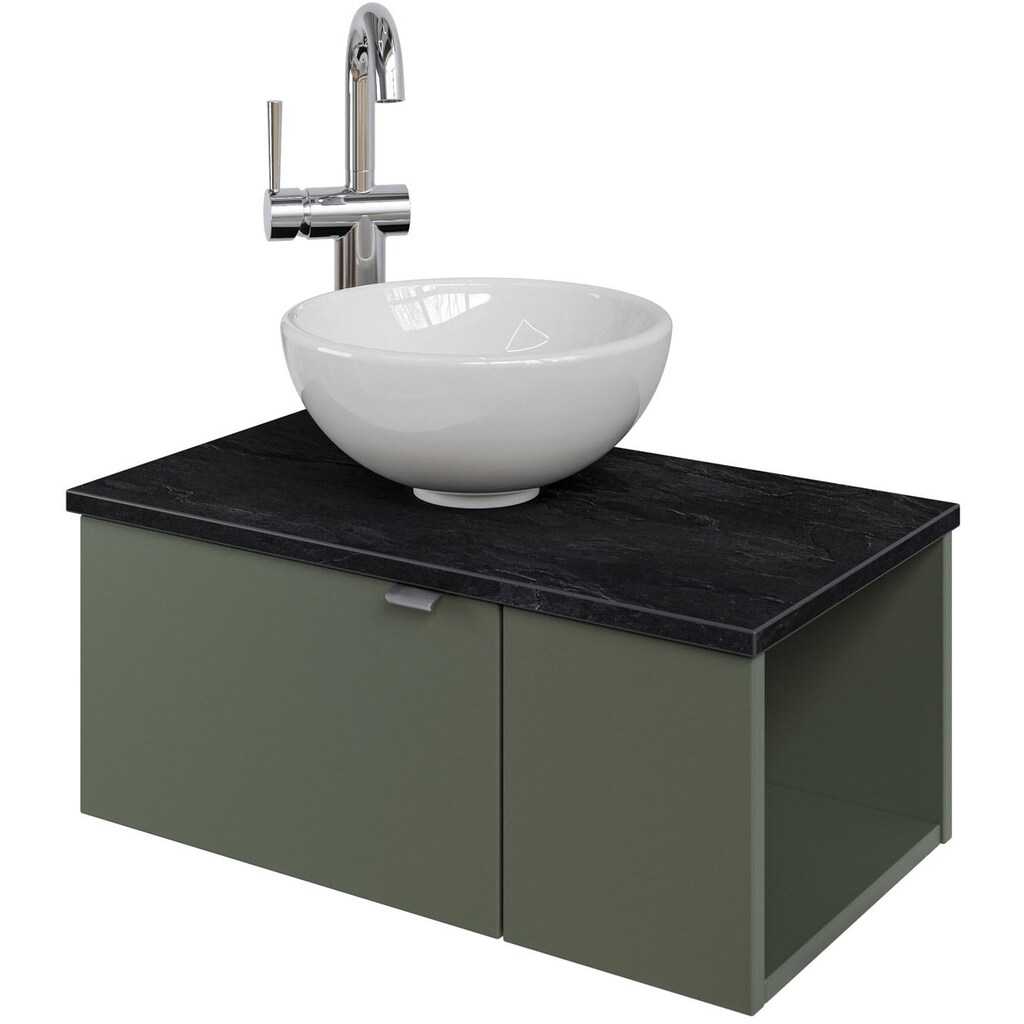 Saphir Waschtisch »Serie 6915 Waschschale mit Unterschrank für Gästebad, Gäste WC«, 61 cm mit Keramik-Aufsatzbecken, 2 Türen und 1 Fach