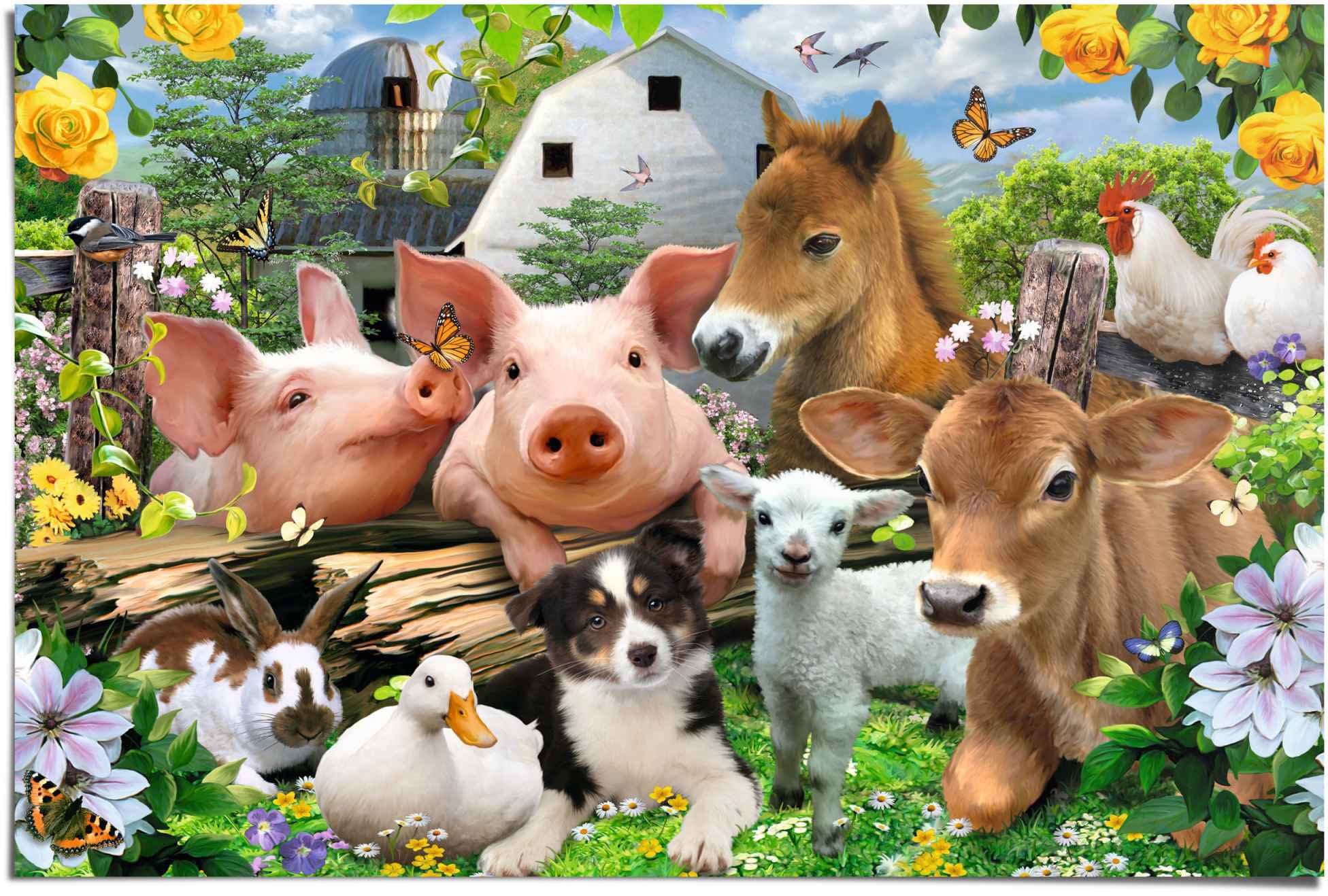 Reinders Poster "Bauernhoftiere Niedlig - Fröhlich" 1 Stk. tlg. günstig online kaufen