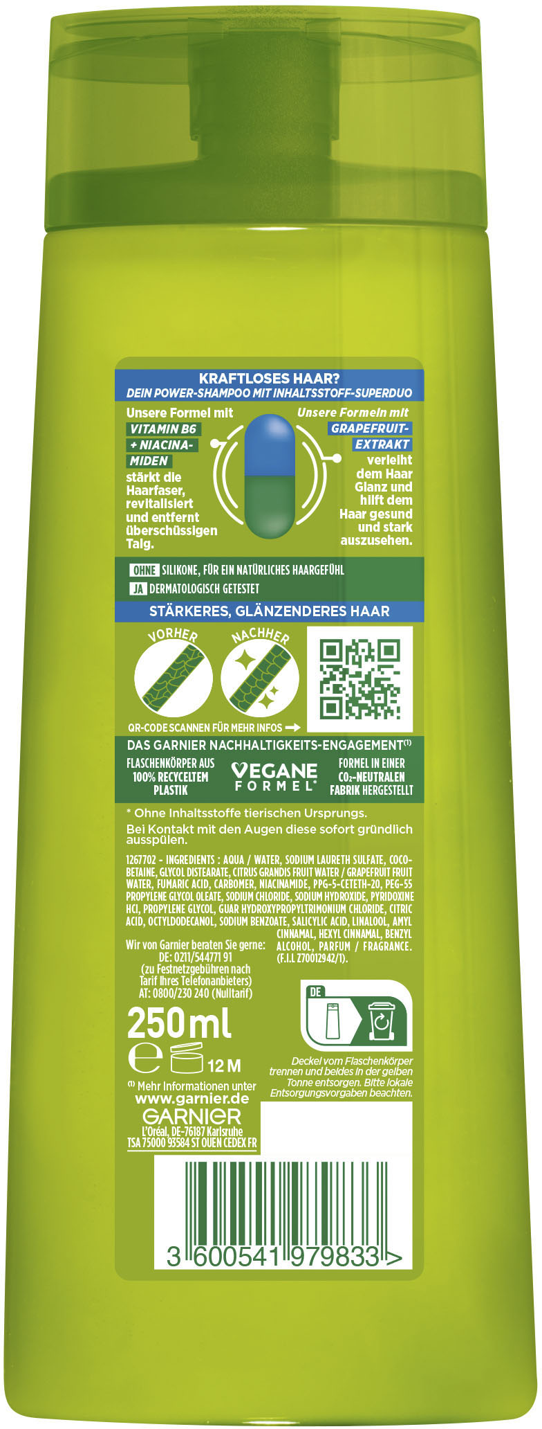 Thumbnail - GARNIER Haarshampoo "Garnier Fructis Kraft & Glanz Shampoo" Stärkt das Haar und verleiht Glanz