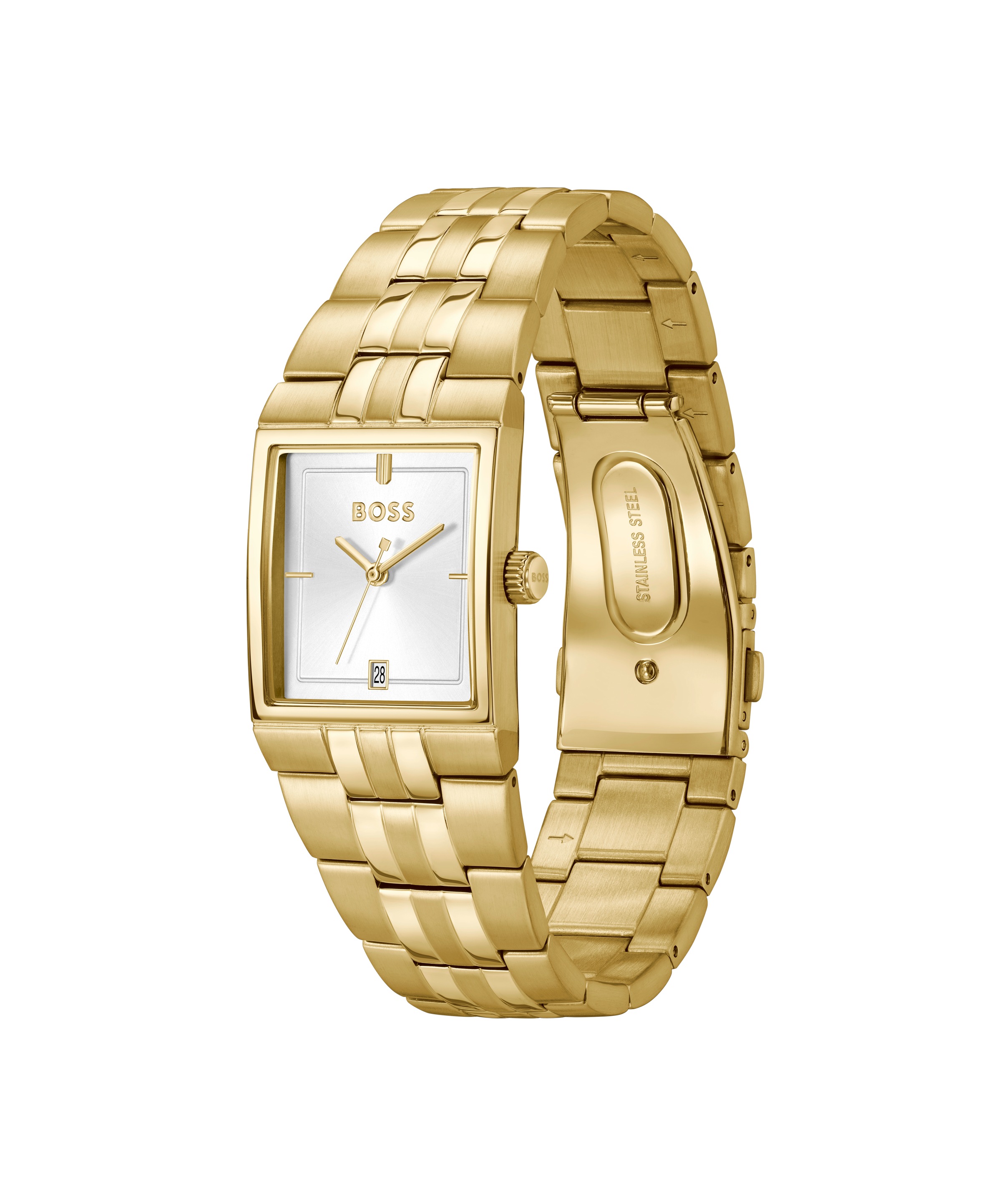BOSS Quarzuhr »STRIVO« Armbanduhr, Damenuhr, Herrenuhr, Edelstahlarmband, analog, Tag