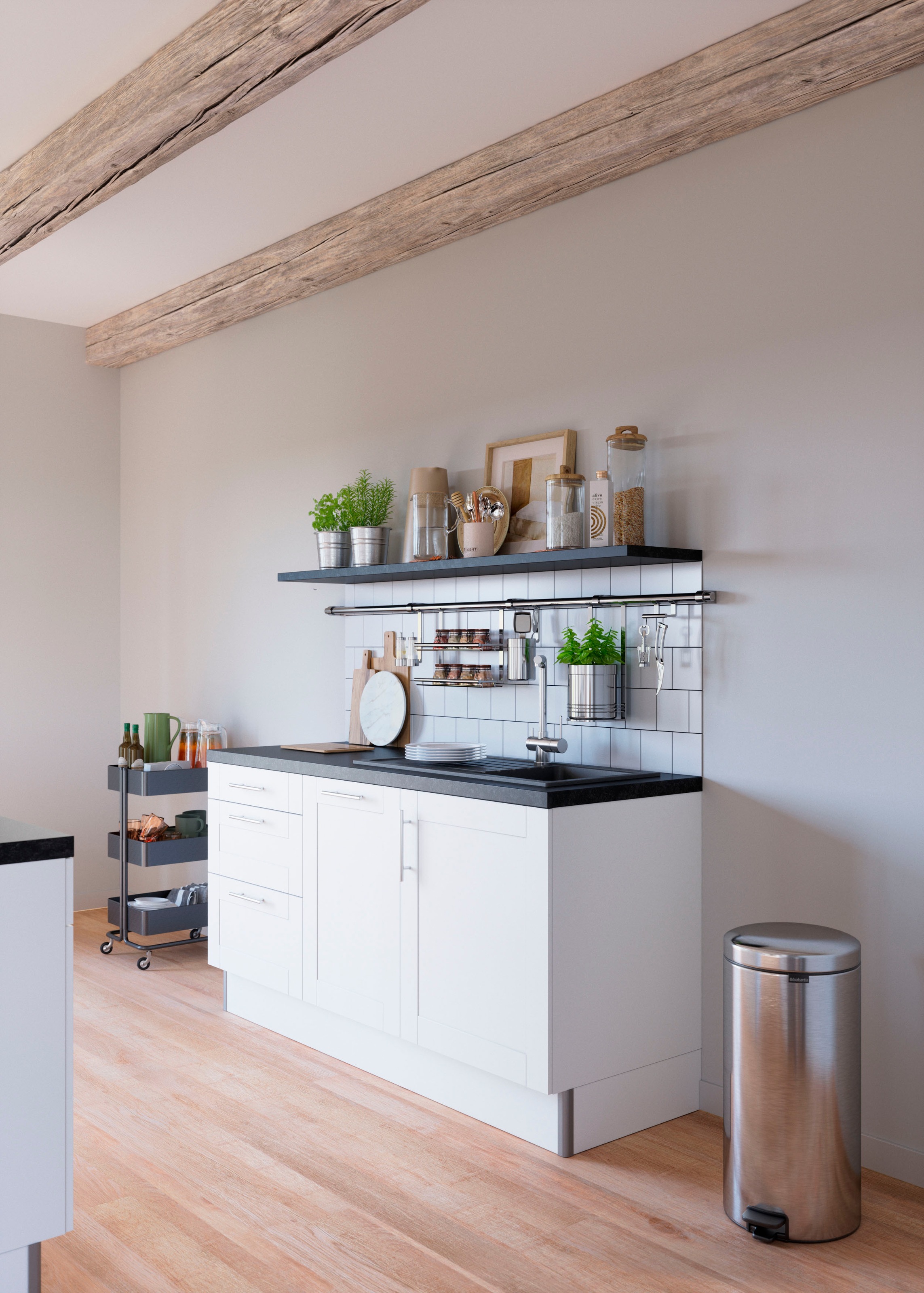 OPTIFIT Küche »Ahus«, 180 cm breit, wahlw.mit E-Geräten, Soft Close Funktion, MDF Fronten