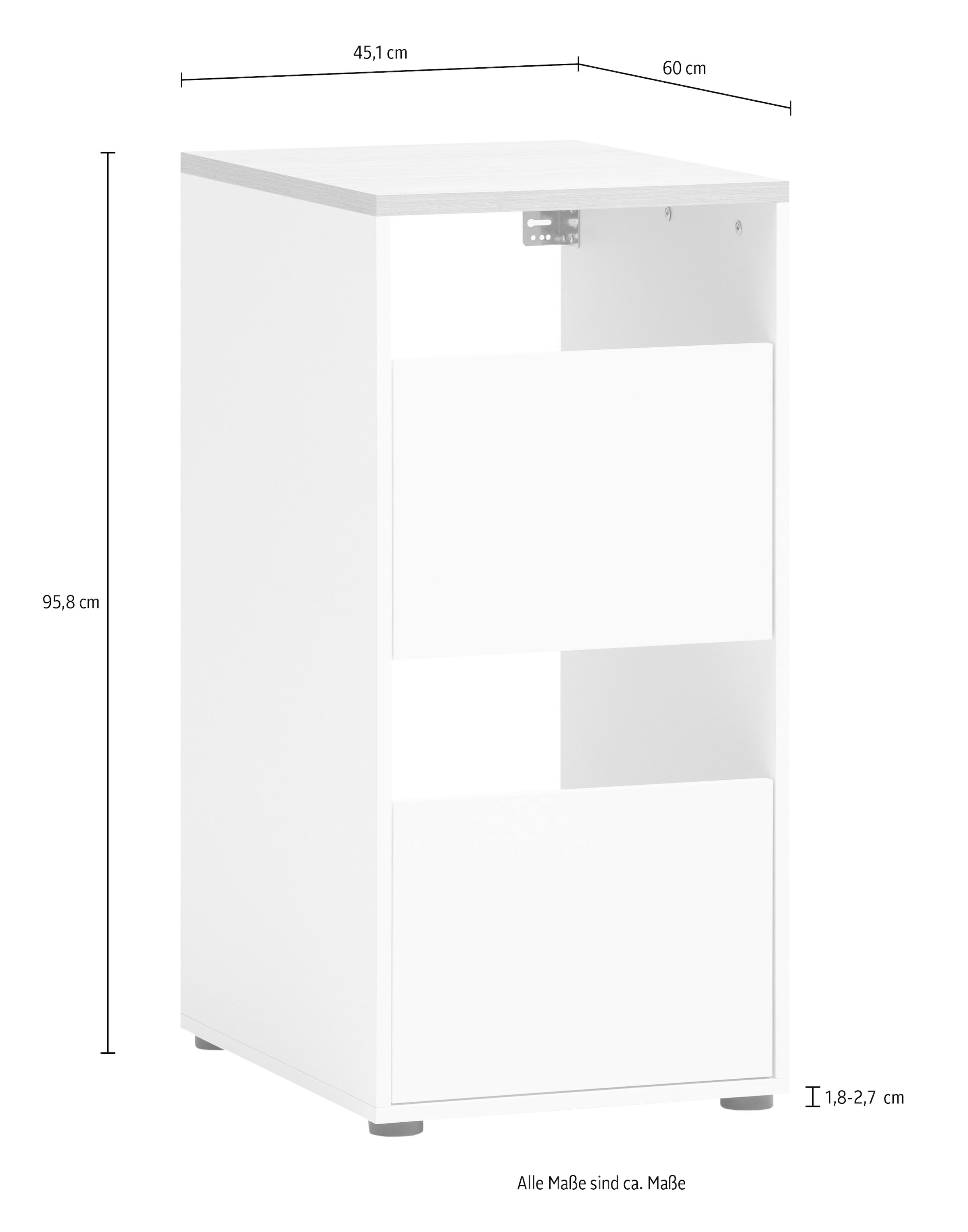 Schildmeyer Wäscheschrank »Solea, Breite 45 cm«, Zwei Wäscheschächte, Wechselbarer Türanschlag