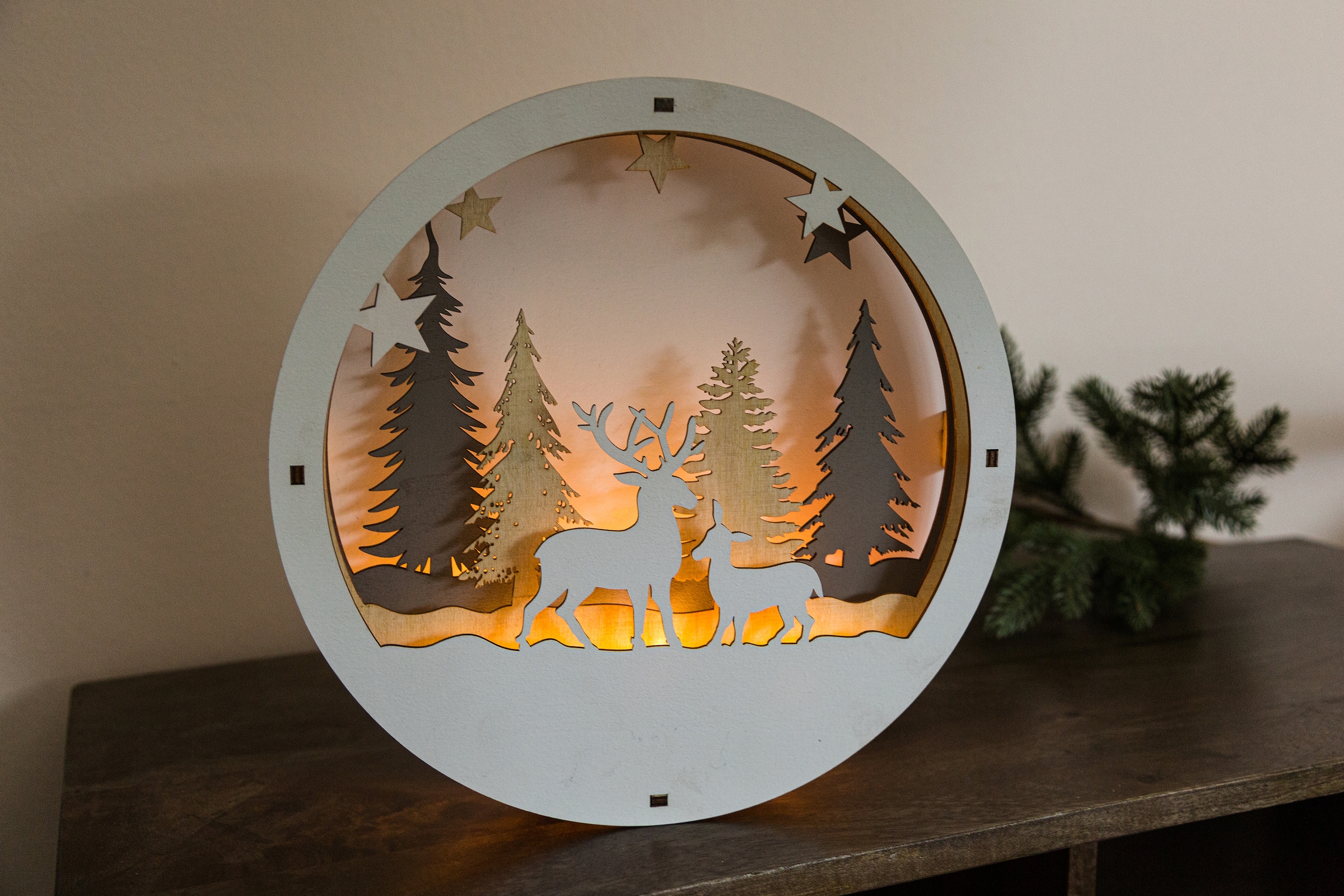 Myflair Möbel & Accessoires Weihnachtsszene »Weihnachtsdeko«, Winterszenerie, mit LED Beleuchtung, Höhe ca. 29 cm