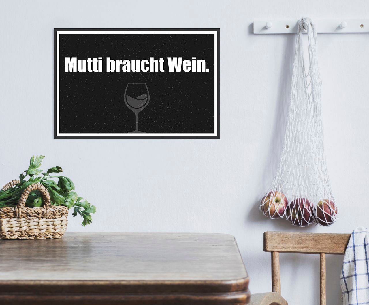 queence Metallbild "Mutti braucht Wein", Schriftzüge, (1 St.), Stahlschilder