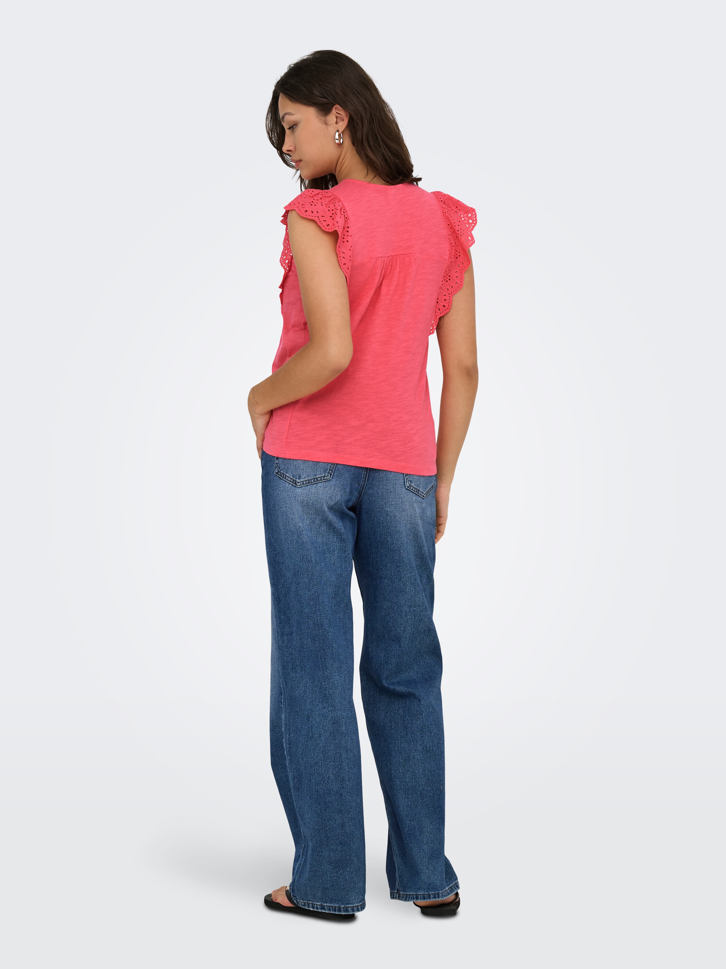 ONLY Kurzarmshirt »ONLLEA S/L FRILL MIX TOP JRS«