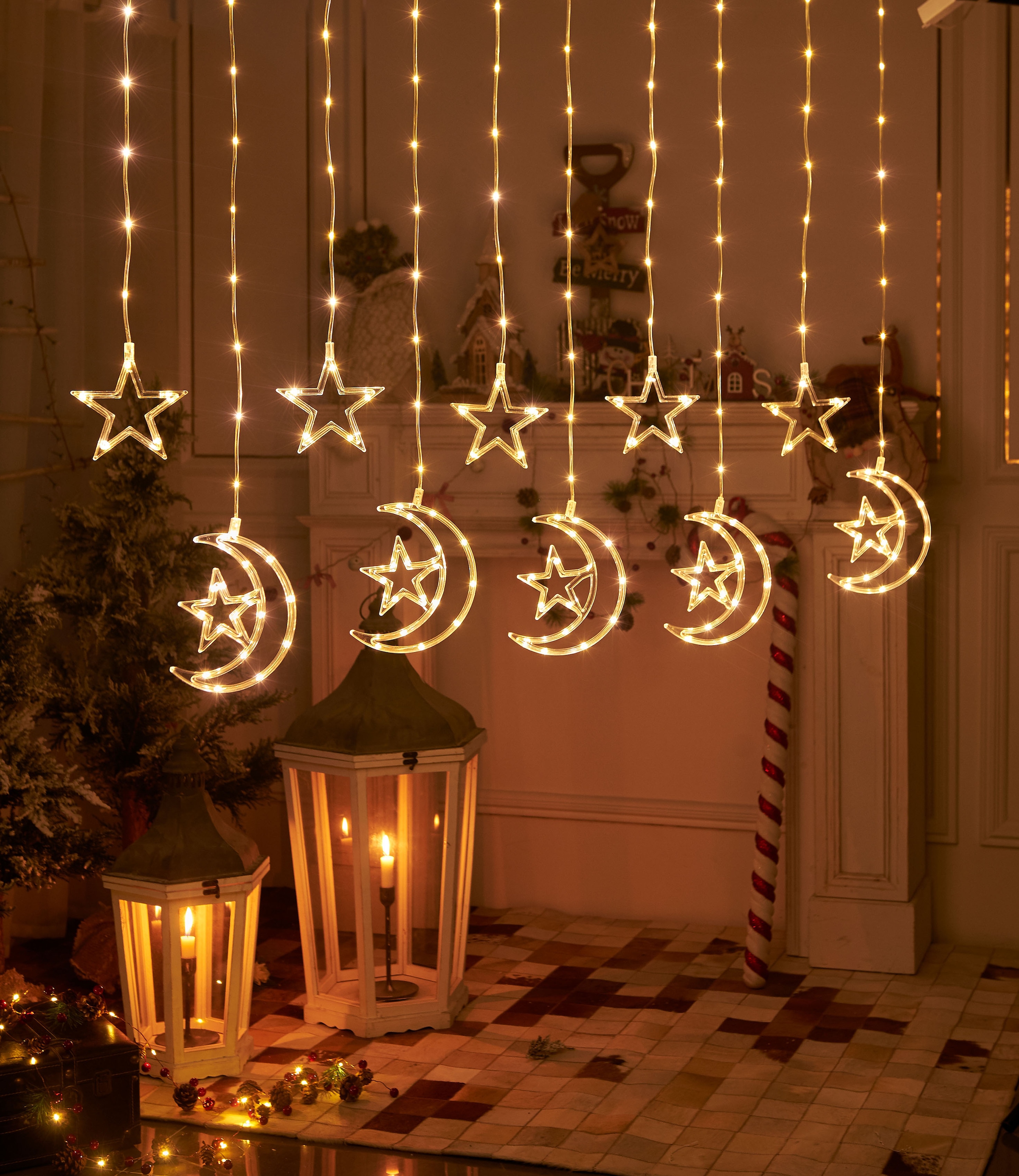 Star-Max LED-Lichtervorhang »Weihnachtsdeko aussen«, Leuchtfunktionen St.-flammig, verschiedenen mit 150 | 8 bestellen BAUR