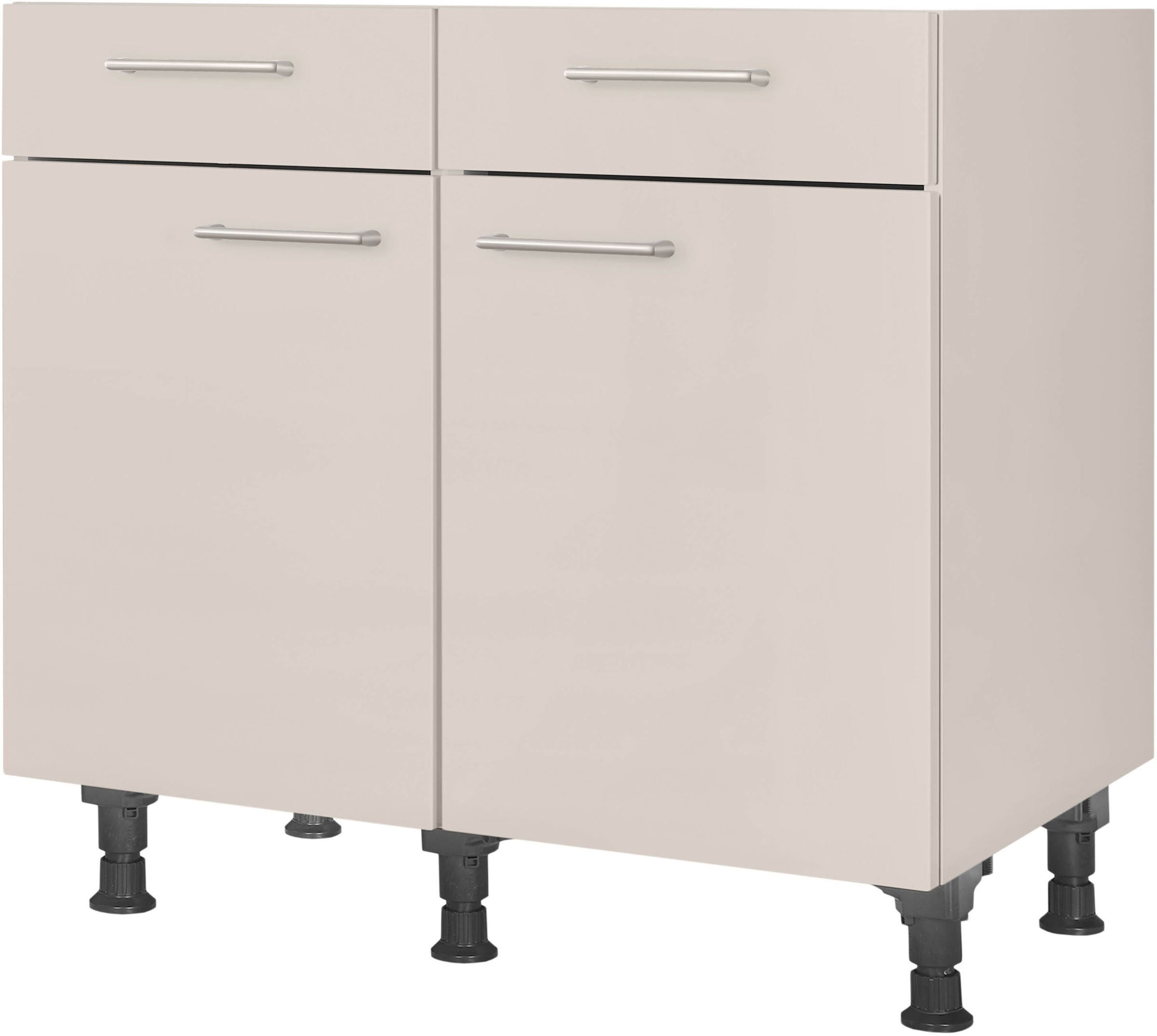 Unterschrank NOBILIA, B:90cm H:87cm T:58,3cmfront: sand, korpus: sand, Küche, Schränke, ""Laser", vormontiert, Breite 90 cm, Soft-Close-Funktion",