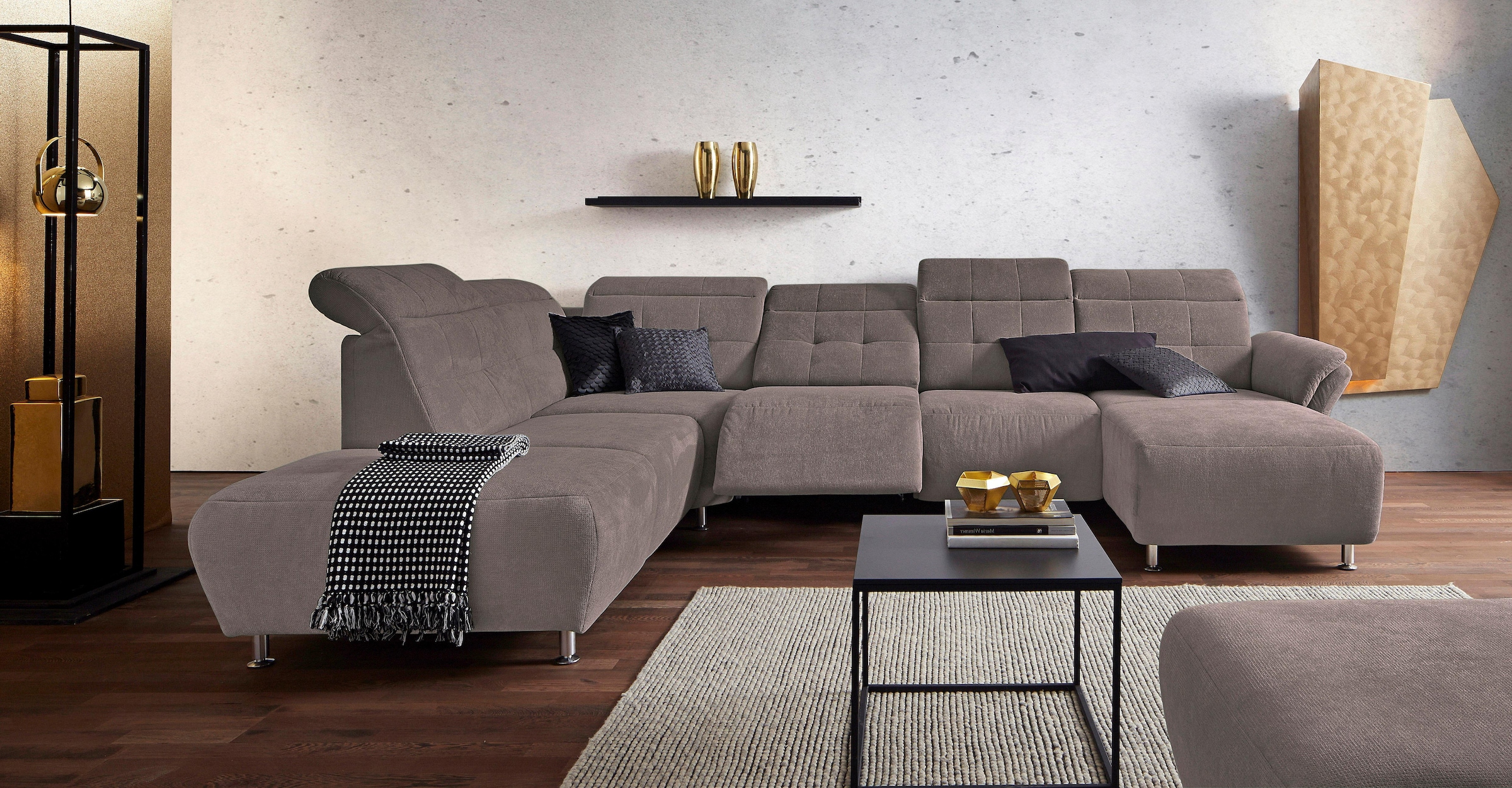 Home affaire Wohnlandschaft "Manhattan U-Form" 2 Sitze mit elektrischer Relaxfunktion, verstellbare Armlehnen