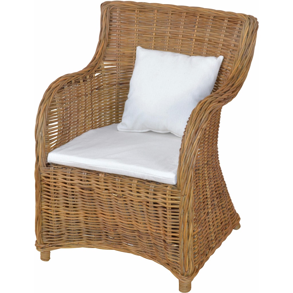 Home affaire Rattanstuhl, aus handgeflochtenem Rattan und großer Sitzschale, Breite 62 cm