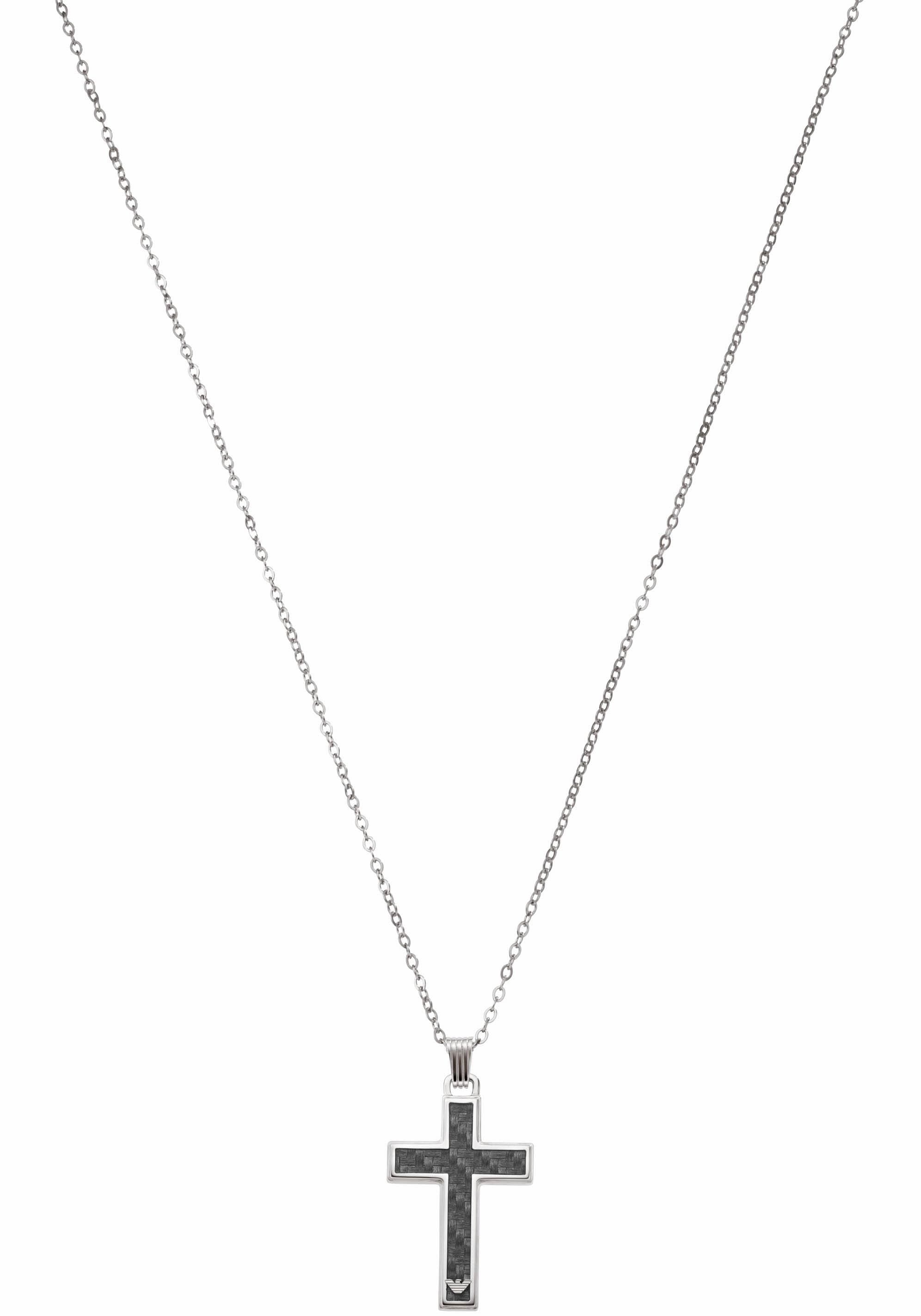 Emporio Armani Kette mit Anhänger »Halskette Kreuz, EGS1705040«, mit Carbon