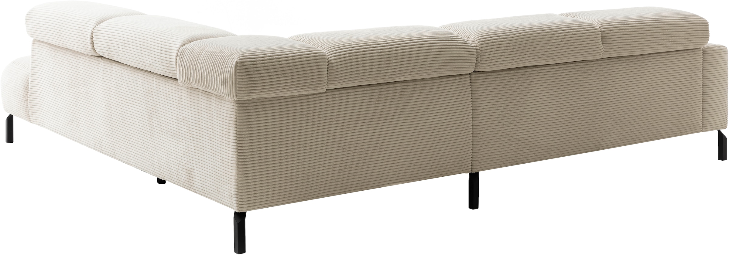 Places of Style Ecksofa »Antonelli, L-Form, inkl. Kopfteilverstellung, Breite 276 cm«, mit elektrischer Sitztiefenverstellung, in Cord, natur