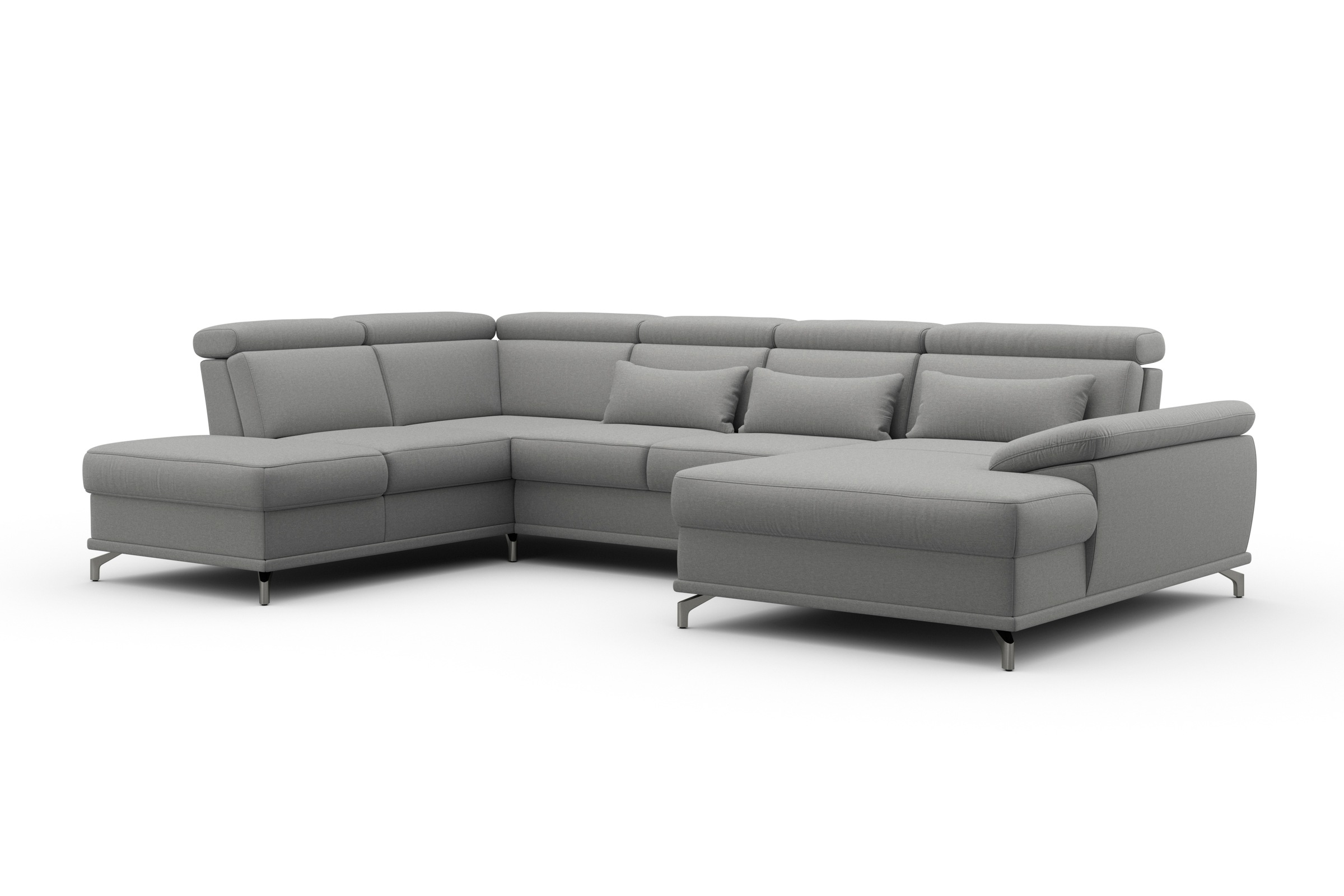 sit&more Wohnlandschaft »Cabrio U-Form, B: 359 cm, mit Sitztiefen-, Arm- & Kopfteilverstellung« 3 Nierenkissen, Federkern, optional Bettfunktion und Stauraum