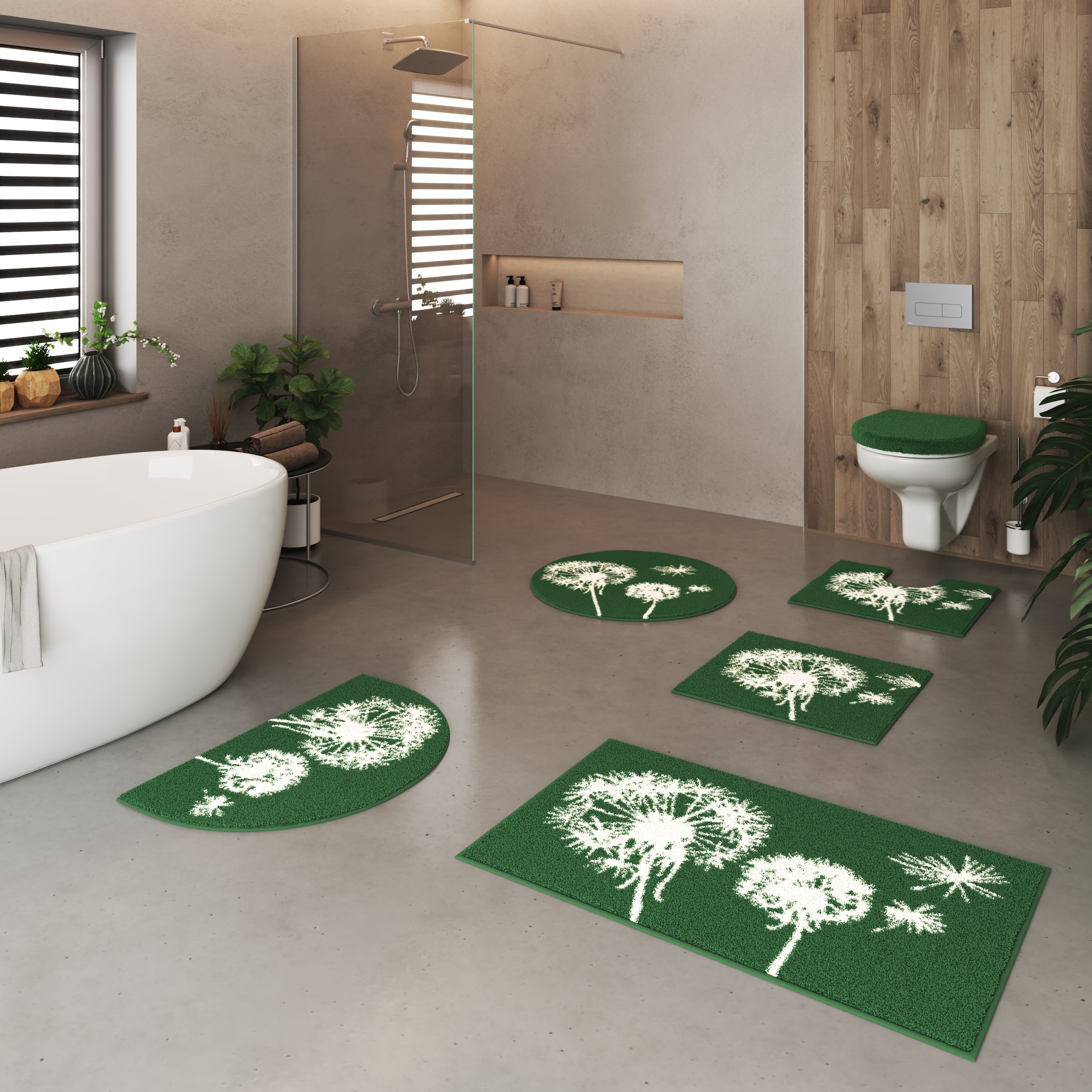 Grund Badematte »Pusteblume, Badvorleger, Badezimmer Teppich, sehr weich«, rutschhemmend beschichtet, schnell trocknend-fußbodenheizungsgeeignet, weiche Haptik, auch als 2-teiliges Set erhältlich, Made in Europe
