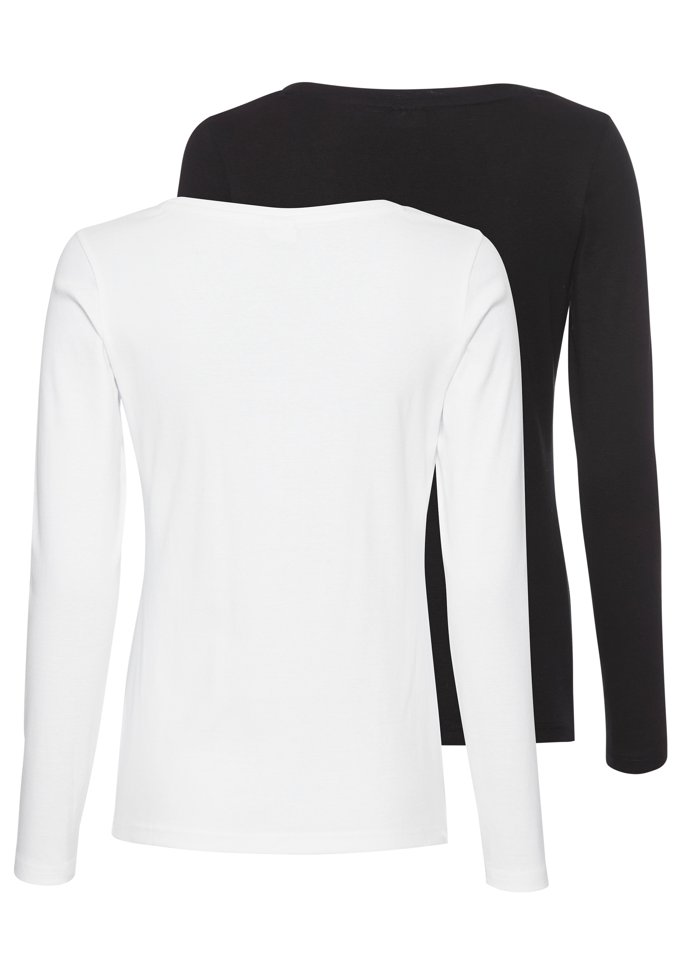 KangaROOS Langarmshirt, (Packung, 2 tlg., 2er-Pack), mit Print und unifarben