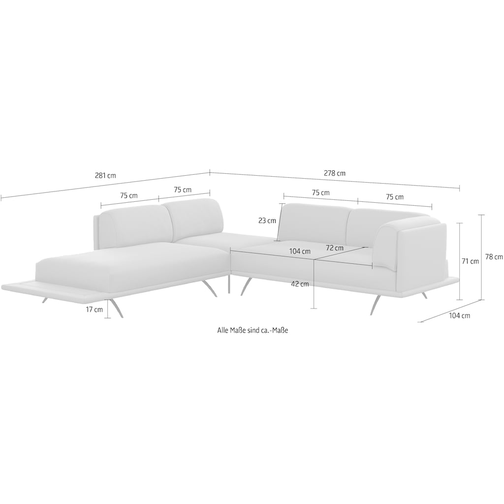 machalke® Ecksofa »benito, L-Form«, mit bezogenem Sockel