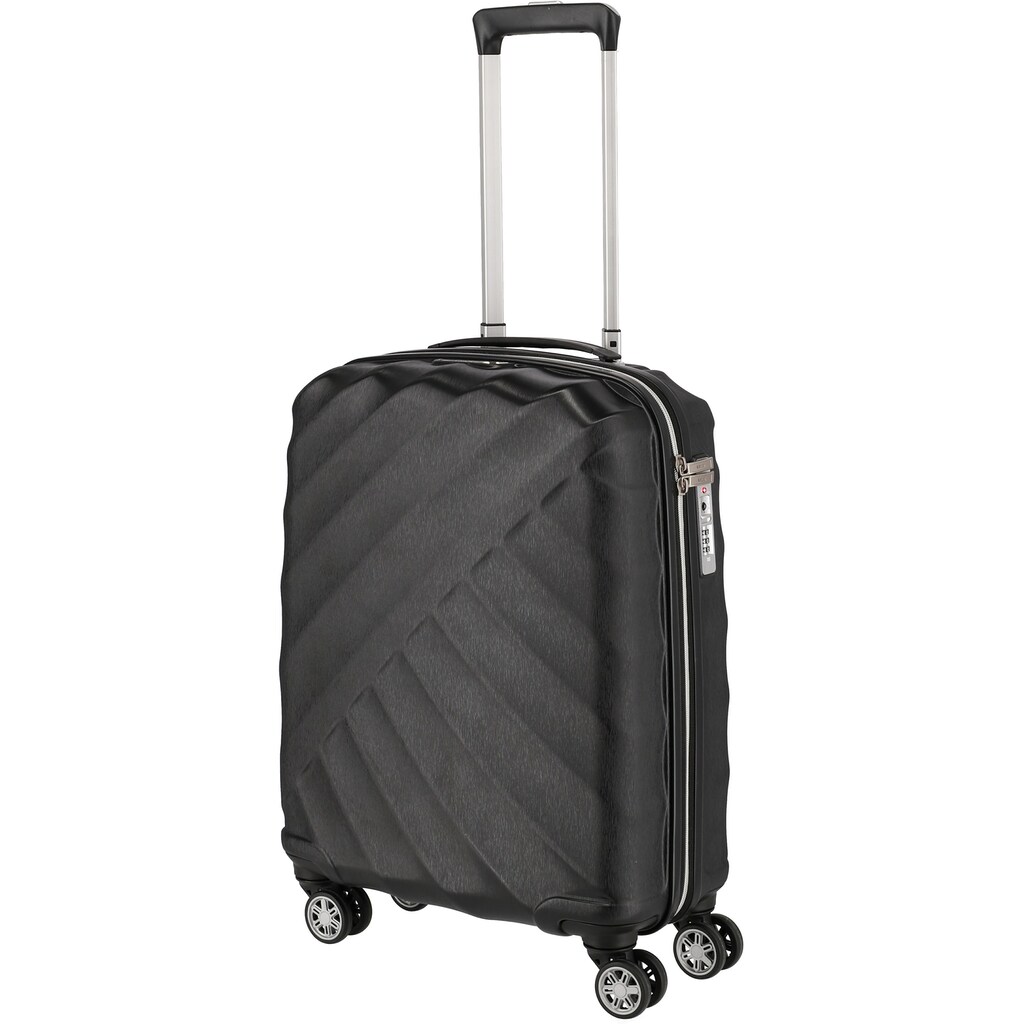 TITAN® Hartschalen-Trolley »Shooting Star, 55 cm, Black/Silver«, 4 Rollen