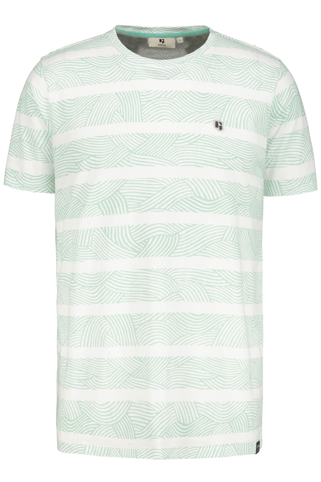 Garcia T-Shirt »AOP stripe«, kaufen | (1 BAUR an Brust der Logoprägung tlg.), ▷