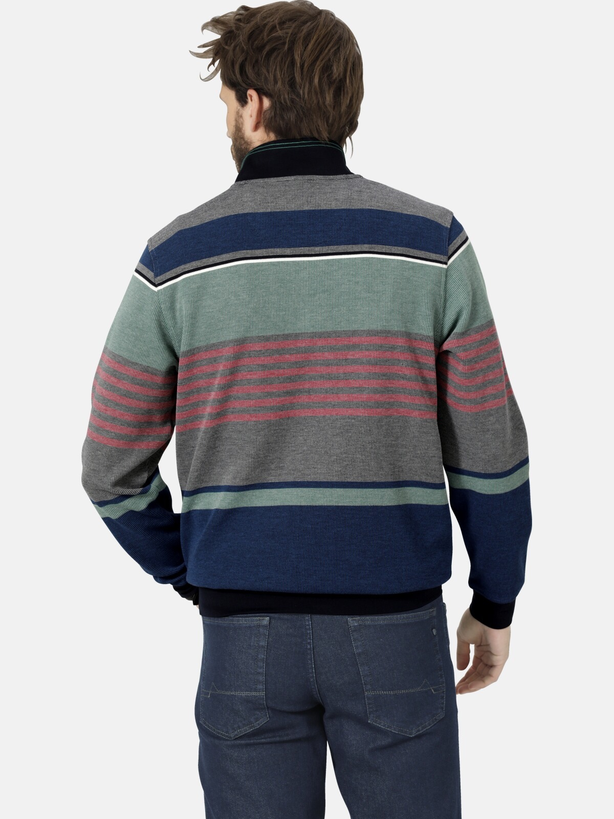 Sweatshirt BABISTA "Sweatshirt STALVIO", Herren, Gr. M, grün (grün gestreift), Obermaterial: 62% Baumwolle CO. 38% Polyester COOLMAX PES(Coolmax)., Sweatshirts Sweatshirt 3