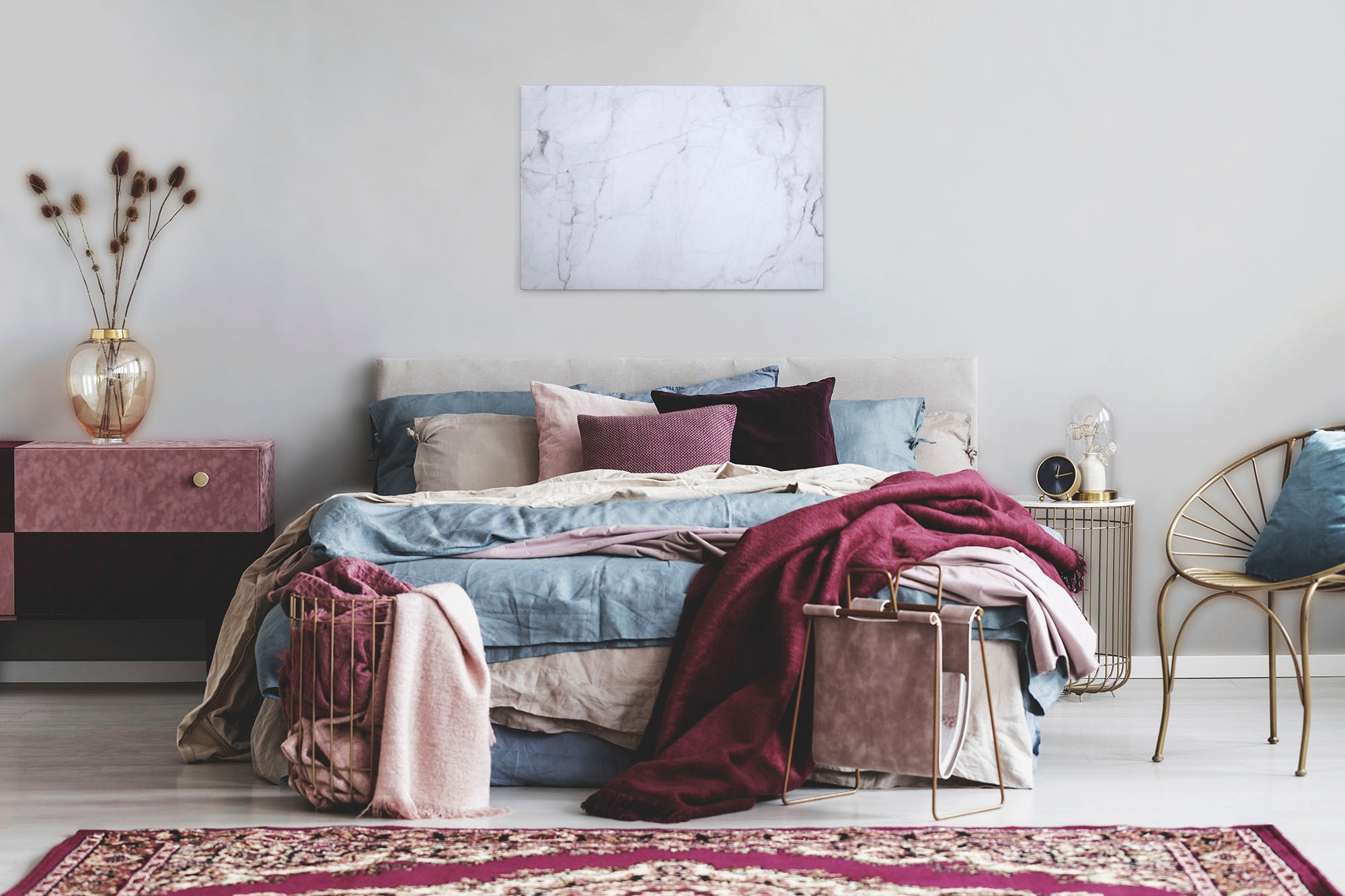 A.S. Création Leinwandbild »White Marble«, Kunst-Marmor-Kinder, (1 St.), Marmoroptik Marmor Keilrahmen Leinwand-Bild Wohnzimmer modern Wandbild