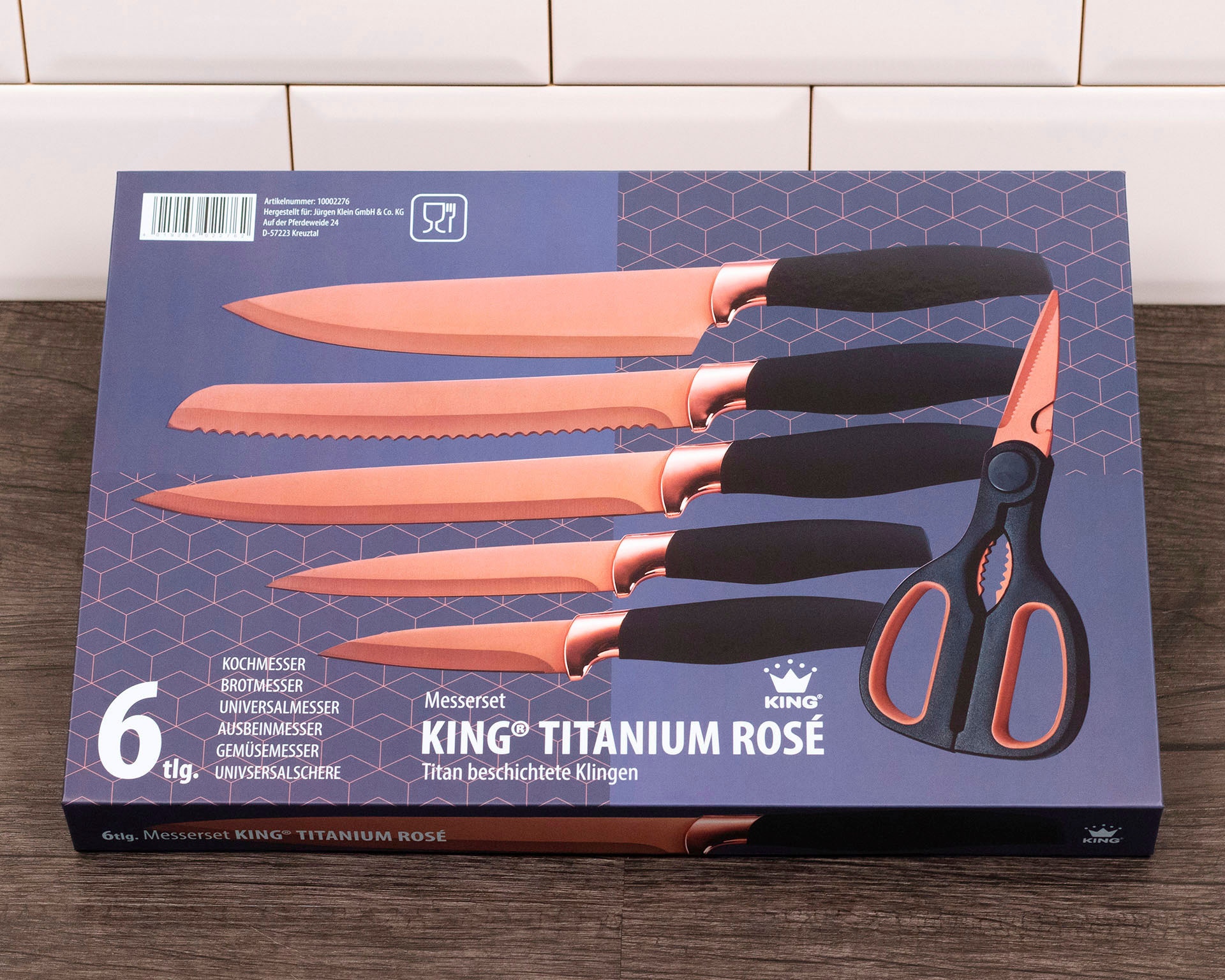 KING Messer-Set »TITANIUM ROSÉ«, (Set, 6 tlg.), 5 Küchenmesser, 1 Schere,  beschichtete Messer- und Scherenklinge kaufen