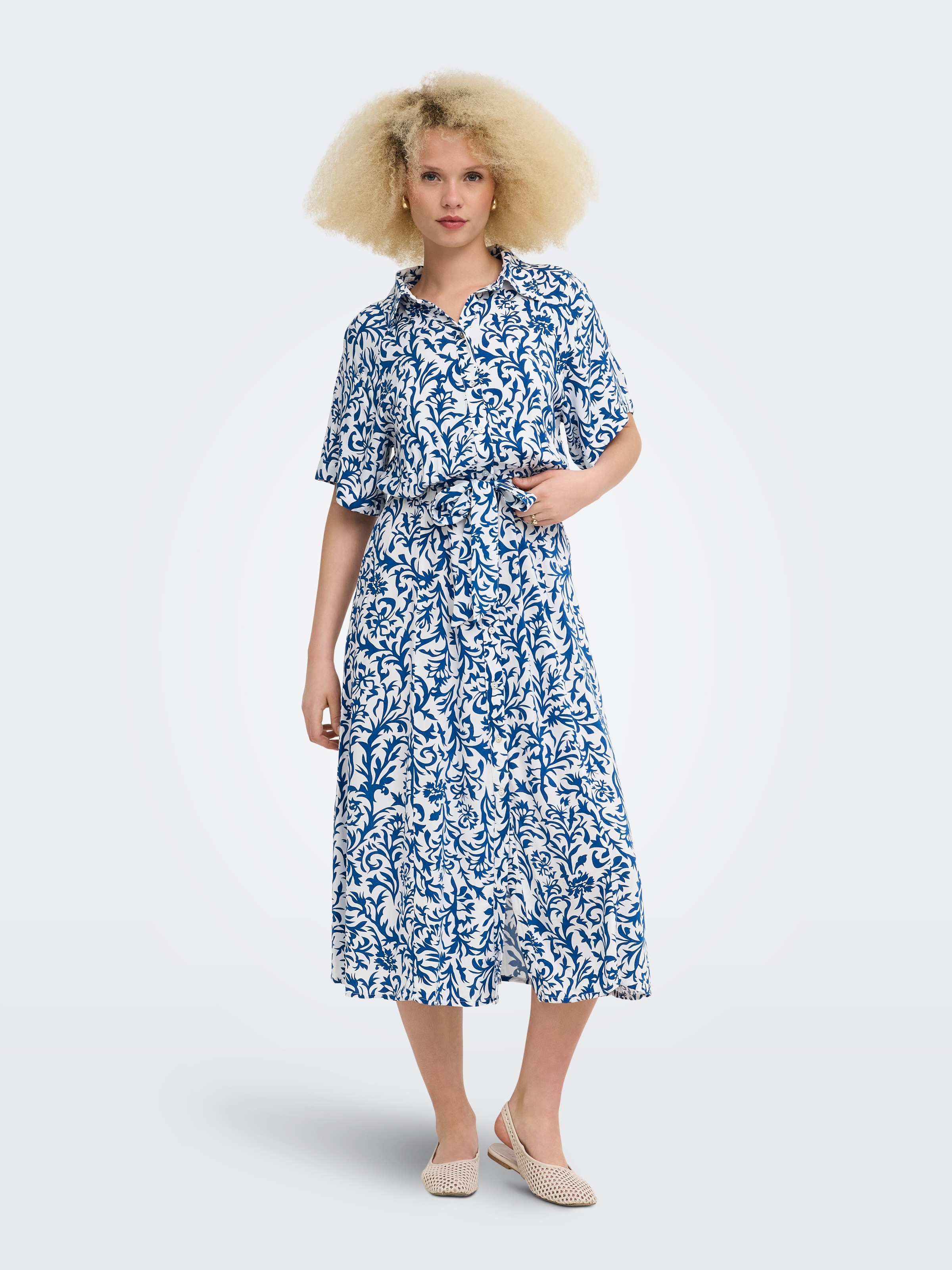 ONLY Druckkleid »ONLSAFA S/S LONG BELT DRESS WVN EX« Viskose, regular fit