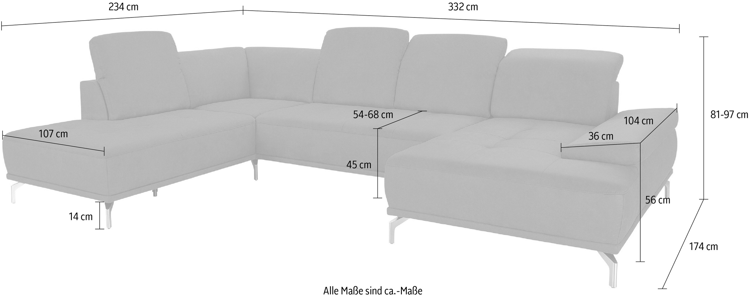Places of Style Wohnlandschaft »Caluna«, Inkl.Sitztiefenverstellung