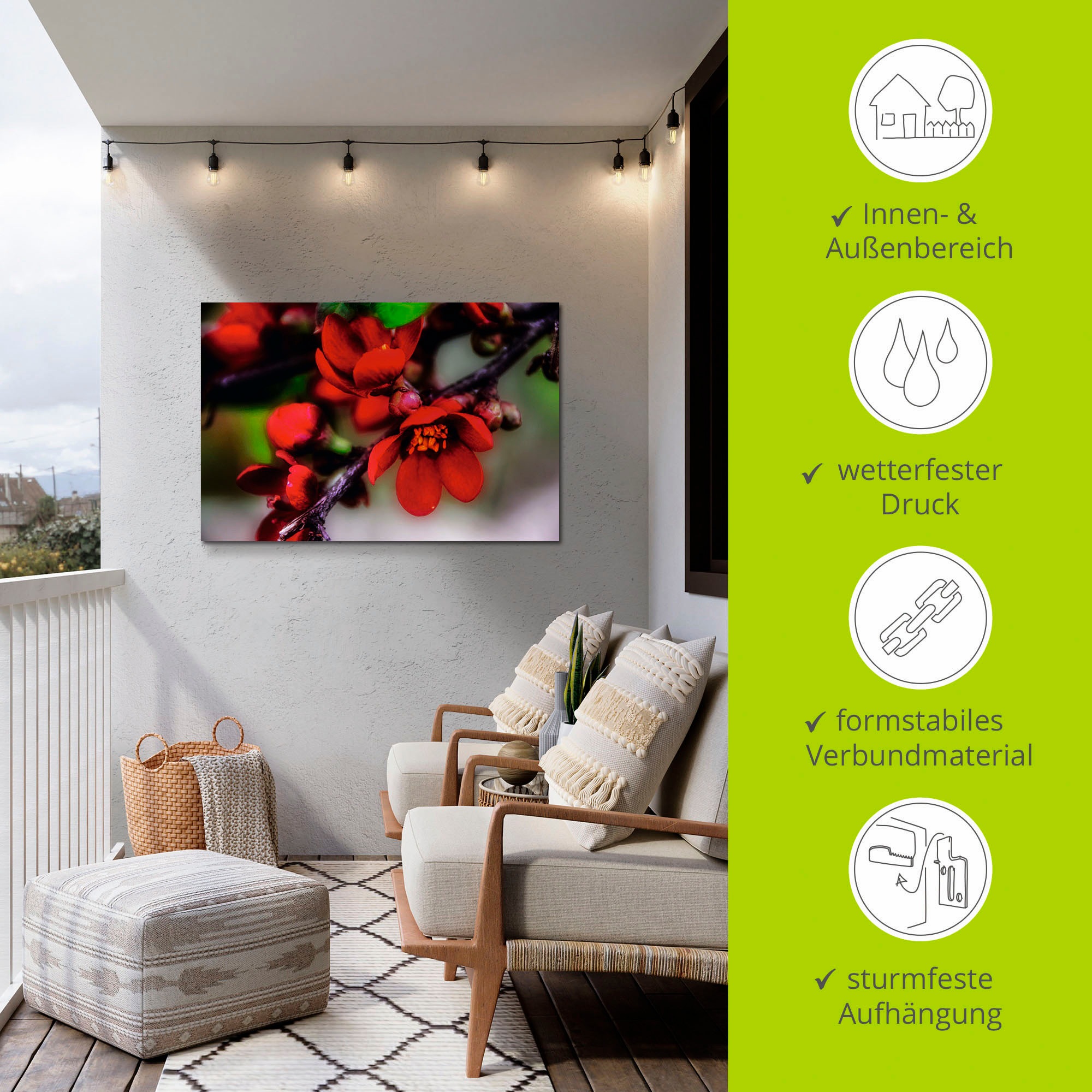 Artland Wandbild »Quittenblüte II«, Blumen, (1 St.), als Alubild, Outdoorbild, Leinwandbild in verschied. Größen