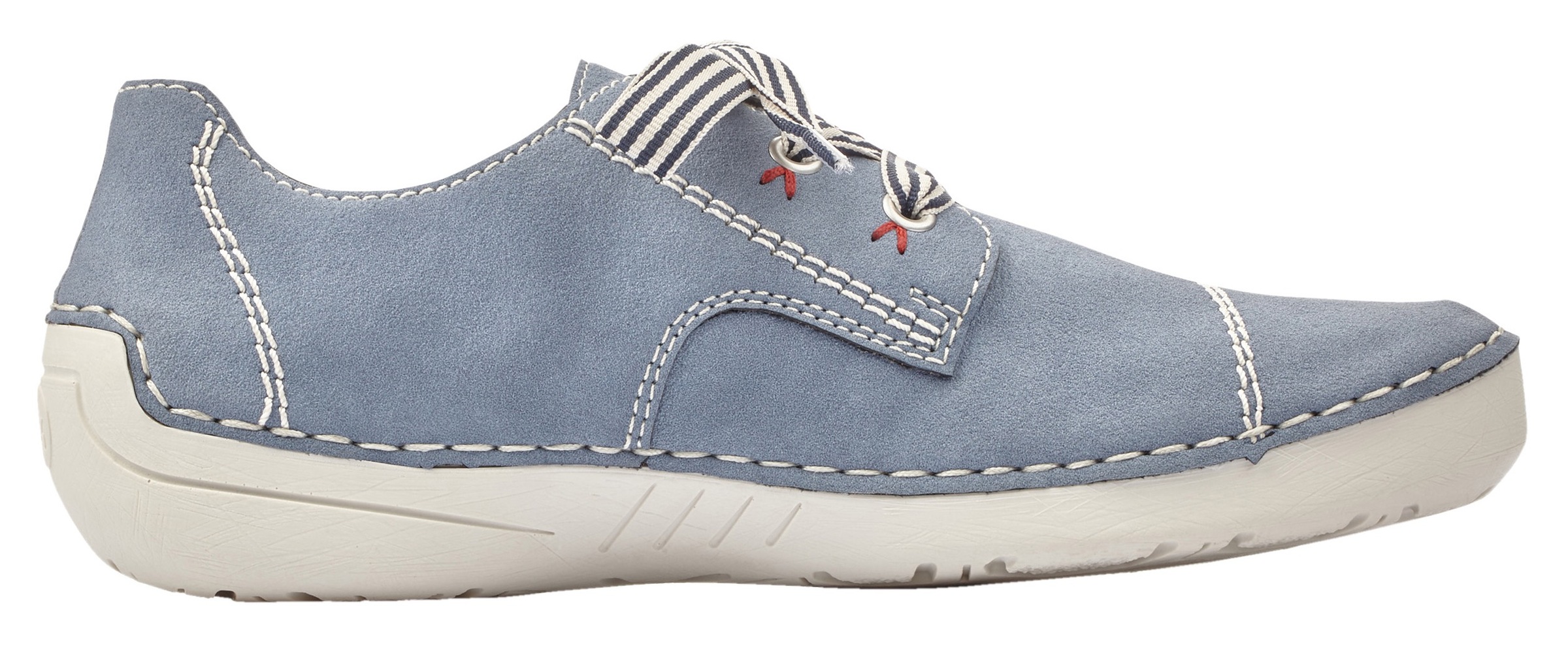Schnürschuh RIEKER, Damen, Gr. 40, blau (jeansblau), Velourslederimitat, Schuhe Schnürschuh, Halbschuh, Freizeitschuh, Schnürer mit toller Ziernaht 3