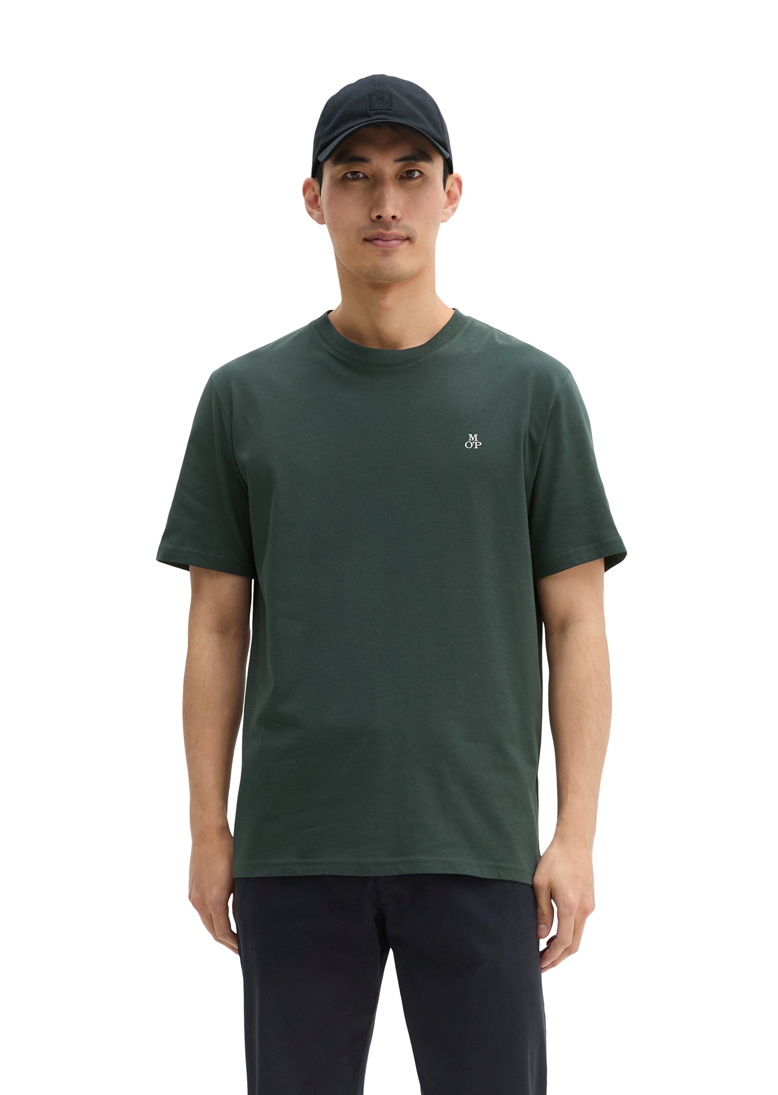 Marc O'Polo T-Shirt »T-shirt, short sleeve, logo print, ribbed collar«