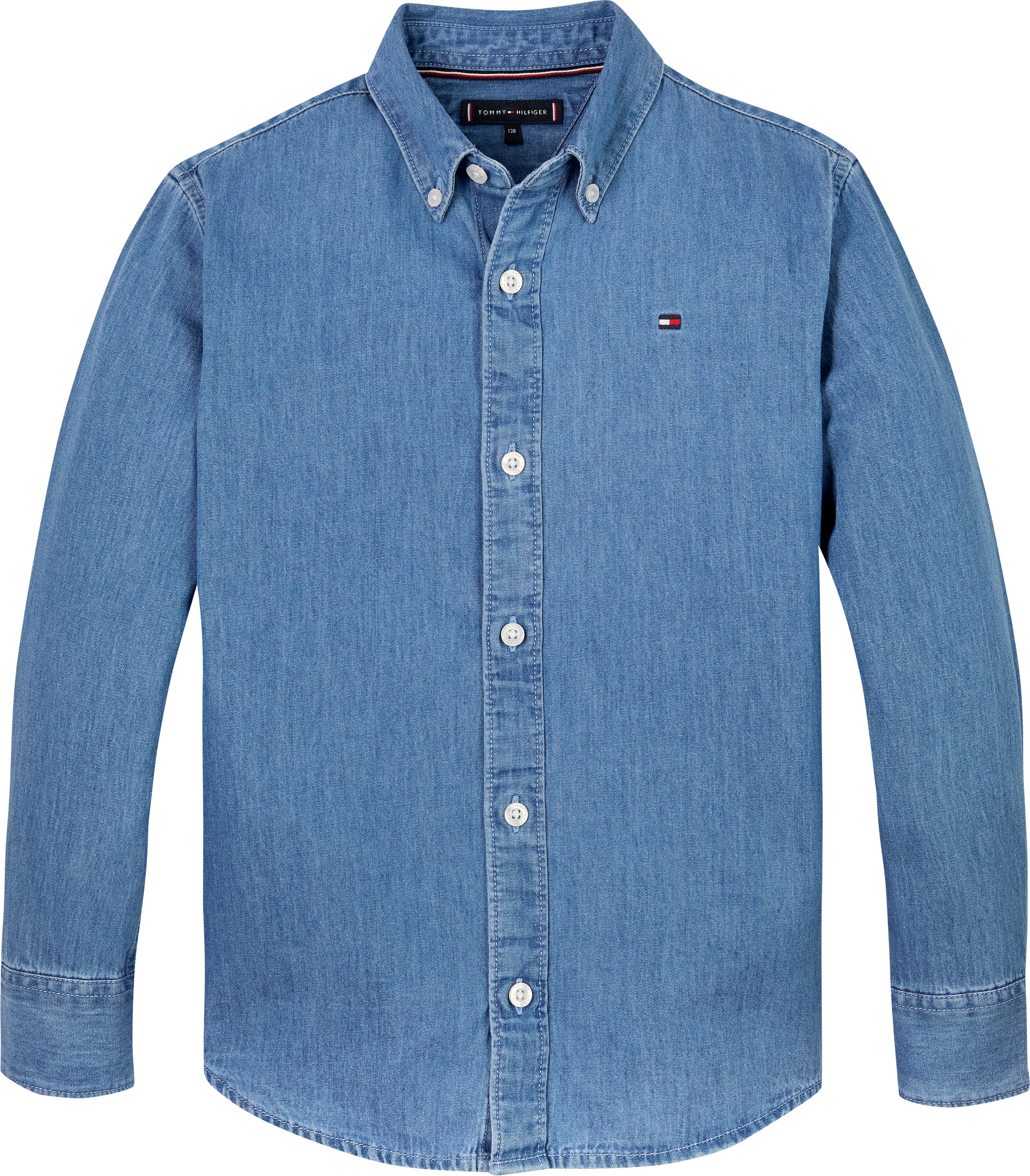 Tommy Hilfiger Langarmhemd »DENIM CHAMBRAY SHIRT LS«, in blauer Waschung, mit Logostickerei