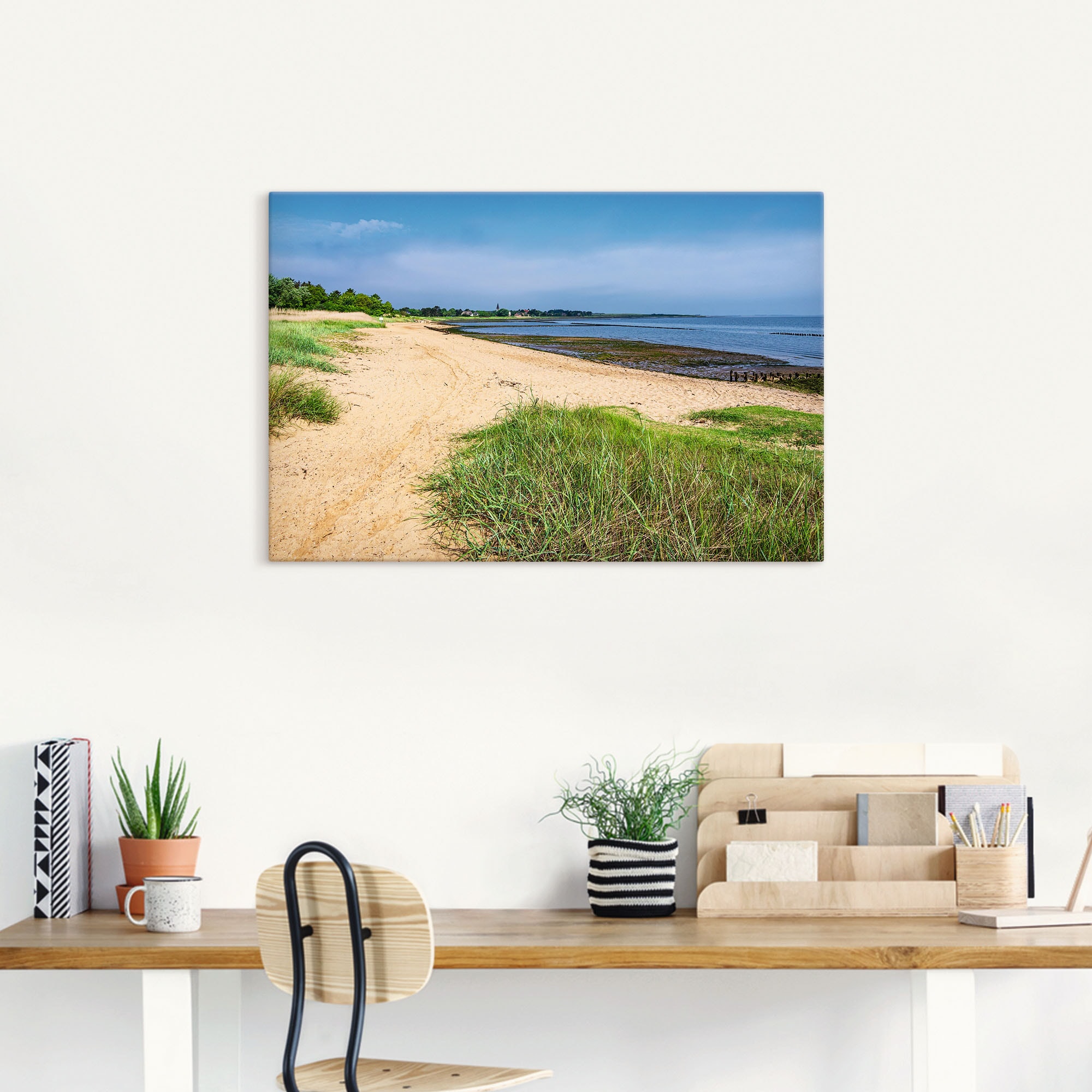 Artland Wandbild »Strand am Wattenmeer in Nebel, Amrum«, Strandbilder, (1 St.), als Alubild, Leinwandbild, Wandaufkleber oder Poster in versch. Größen