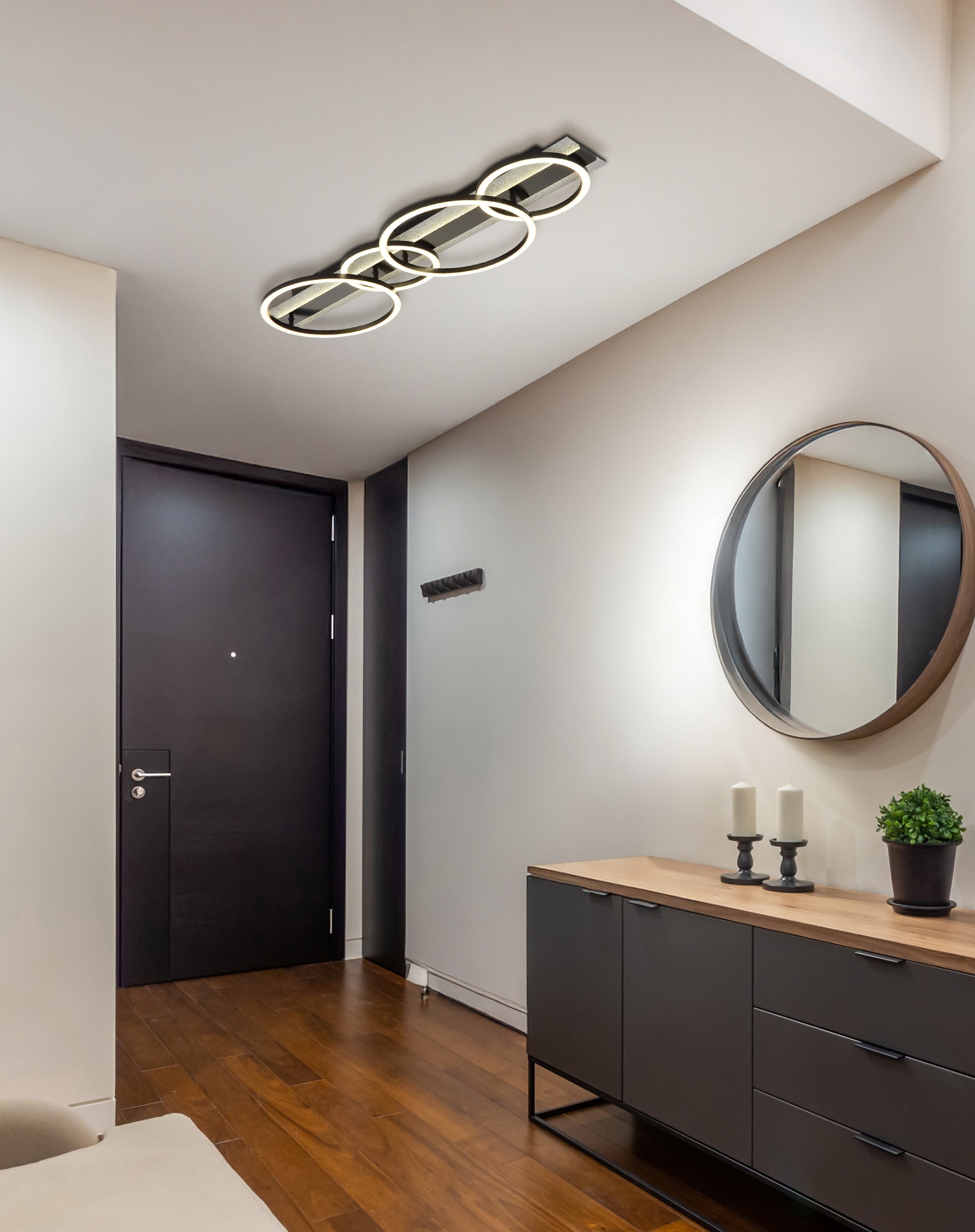 GLOBO LIGHTING Deckenleuchte »NORBERTO« LED-Modul 1 Stk. Warmweiß Deckenleuchte Schwarz/Silber, LED 55W, 3 Stufen Ringe