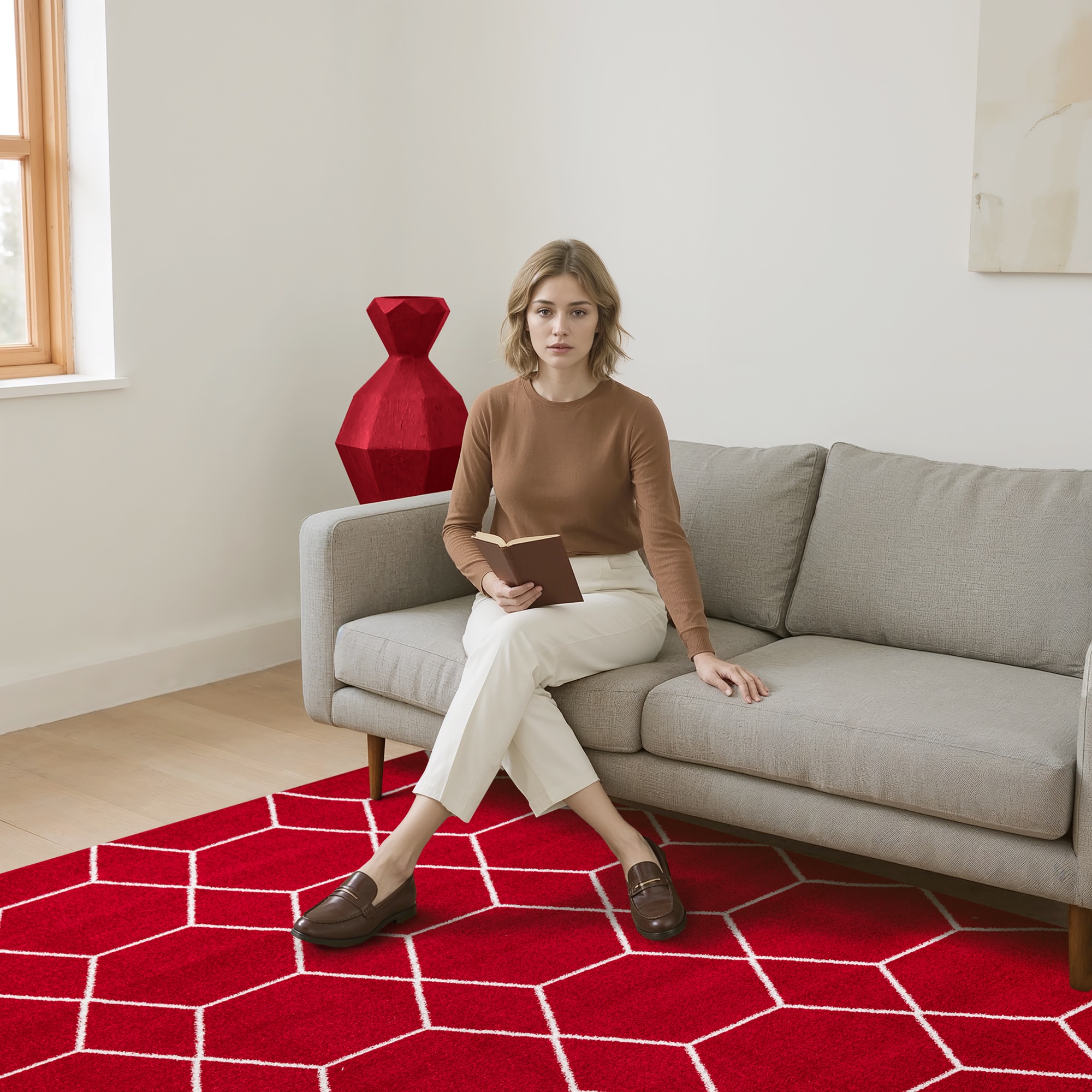 SANAT Trellis Rug Red 80x150 cm 2