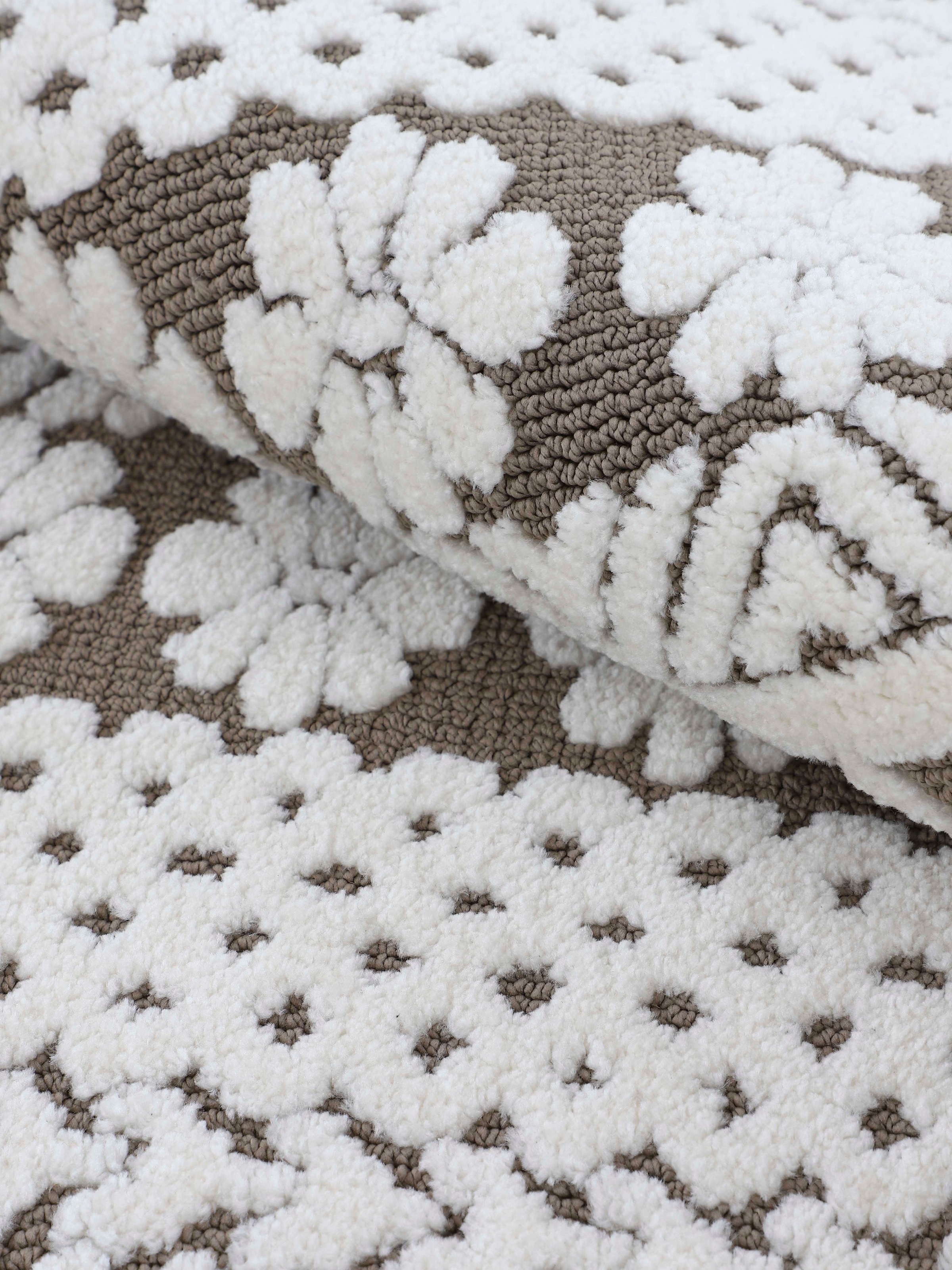 carpetfine Teppich »Holly 1«, rechteckig, 12 mm Höhe, Blumen Motiv, Hoch-Tief Struktur, Wohnzimmer