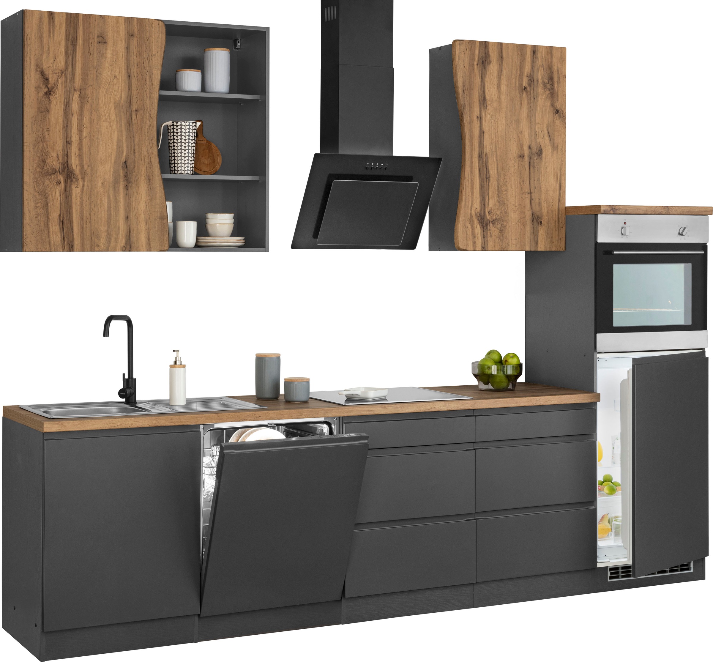 KOCHSTATION Küchenzeile "KS-Bruneck", 300 cm breit, Ceran-oder Induktionsko günstig online kaufen