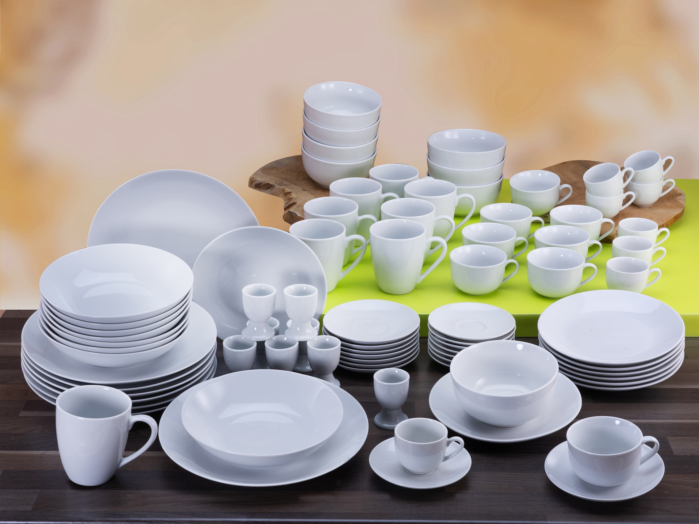 CreaTable Kombiservice »Geschirr-Set Luna«, (Set, 80 tlg., Kaffeeservice  und Tafelservice im Set, für 8 Personen), Service, weiß,  Großzusammenstellung, 80 Teile, für 8 Personen | BAUR