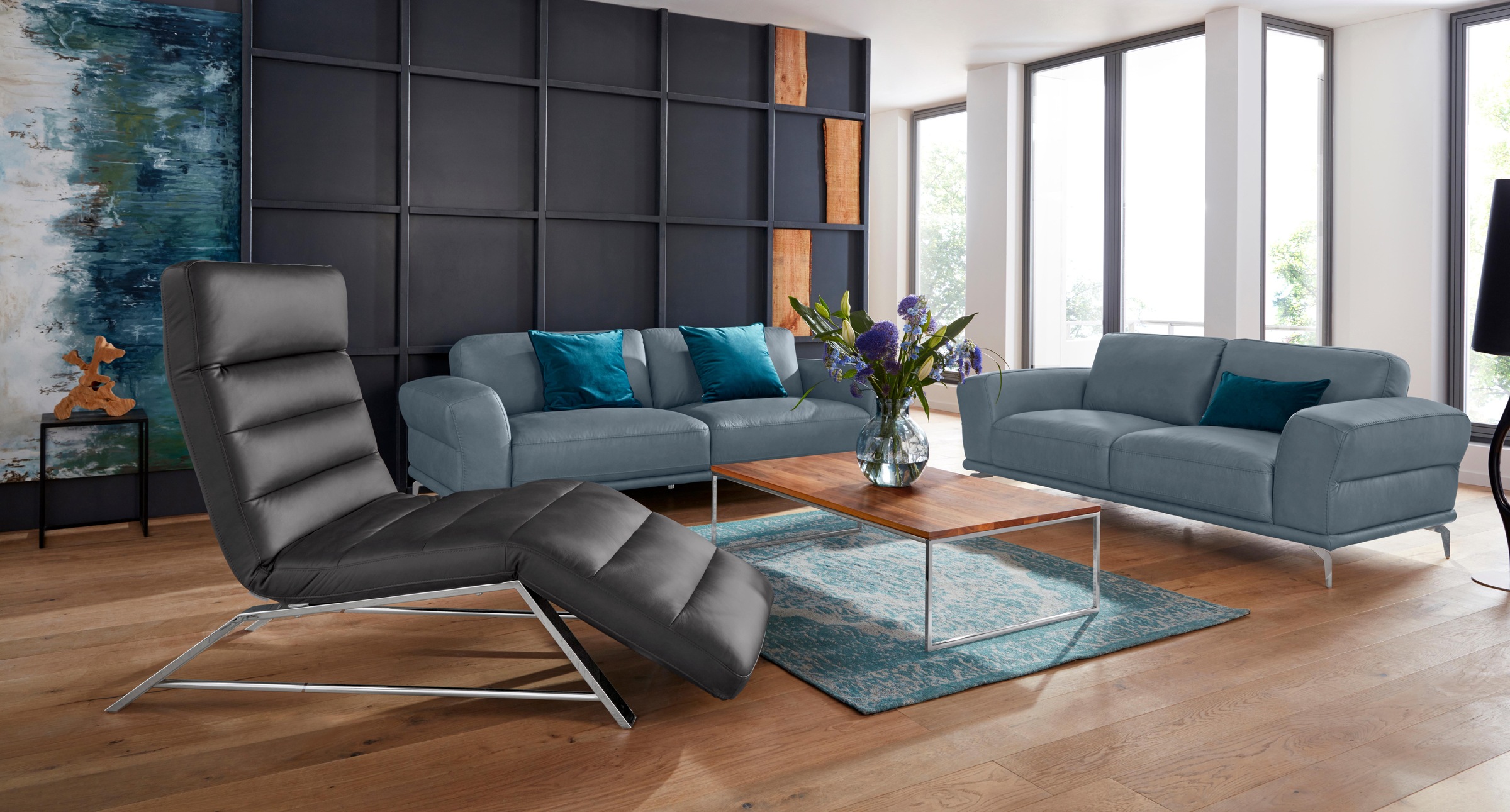 W.SCHILLIG 2,5-Sitzer »montanaa«, mit Metallfüßen in Chrom glänzend, Breite 232 cm