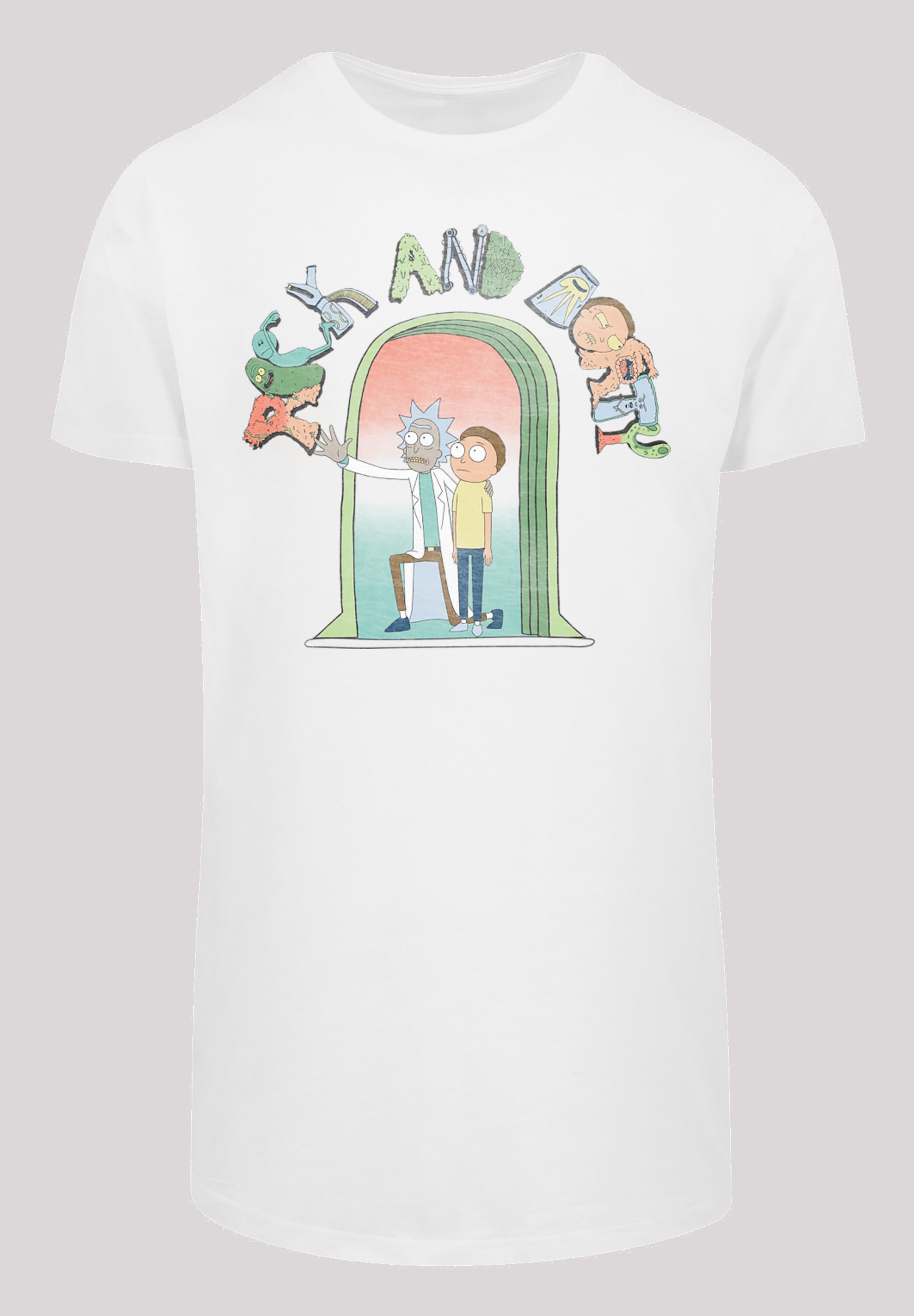 Kurzarmshirt »F4NT4STIC Herren Rick And Morty Icon Doors with Shaped Long Tee«, (1 tlg.)